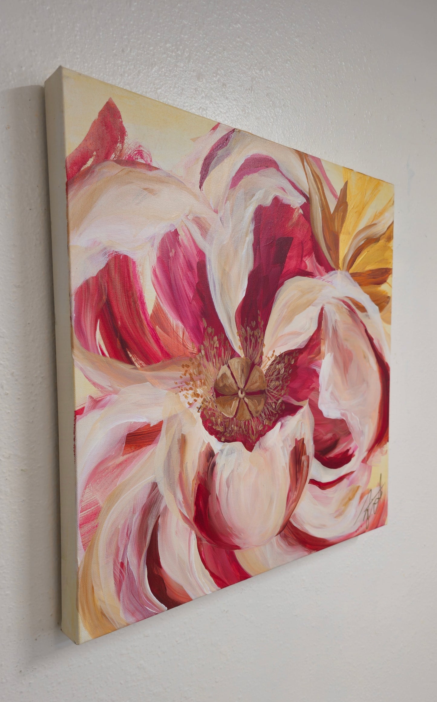 SALE 50% - Believe Collection #2_ Peony Flower Painting by Zoe White _ Acrylic on canvas