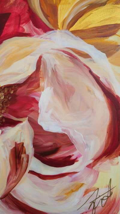 SALE 50% - Believe Collection #2_ Peony Flower Painting by Zoe White _ Acrylic on canvas