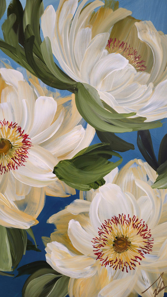 SALE 50% - "Steadfast" _ Heirloom Rose Painting by Zoe White _ Acrylic on canvas