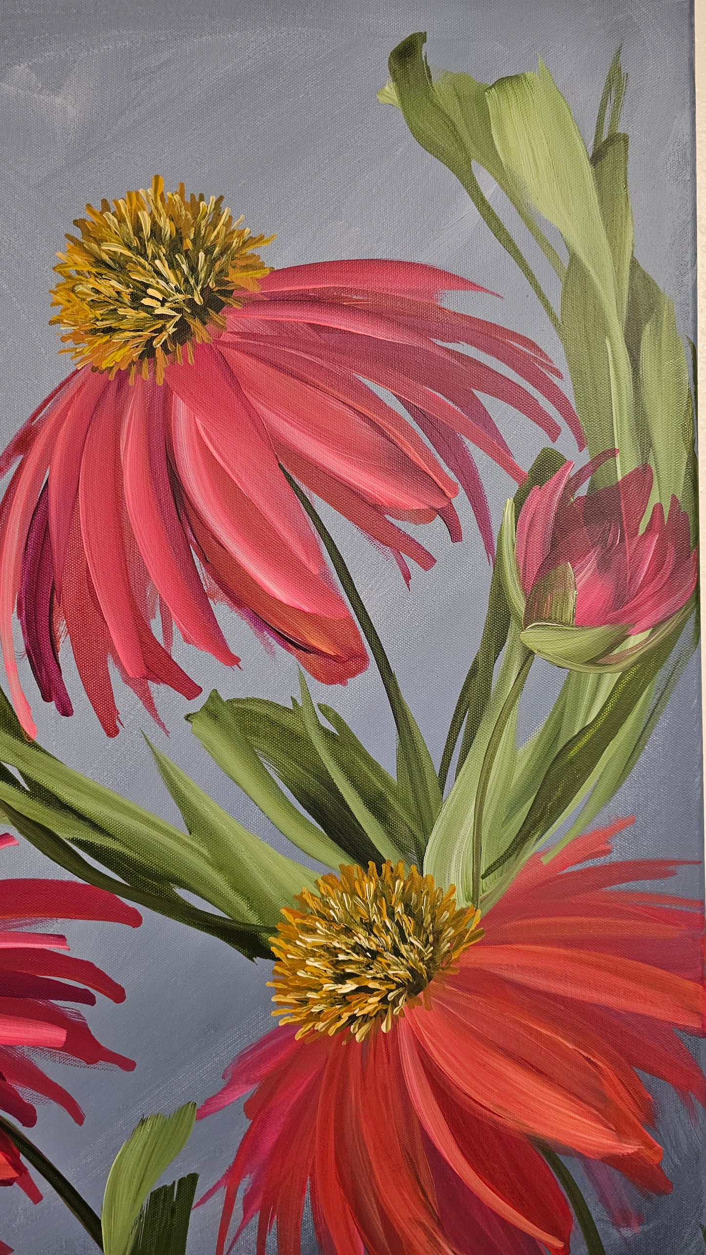 SALE 50% - Grace _ Coneflower Painting by Zoe White _ Acrylic on canvas