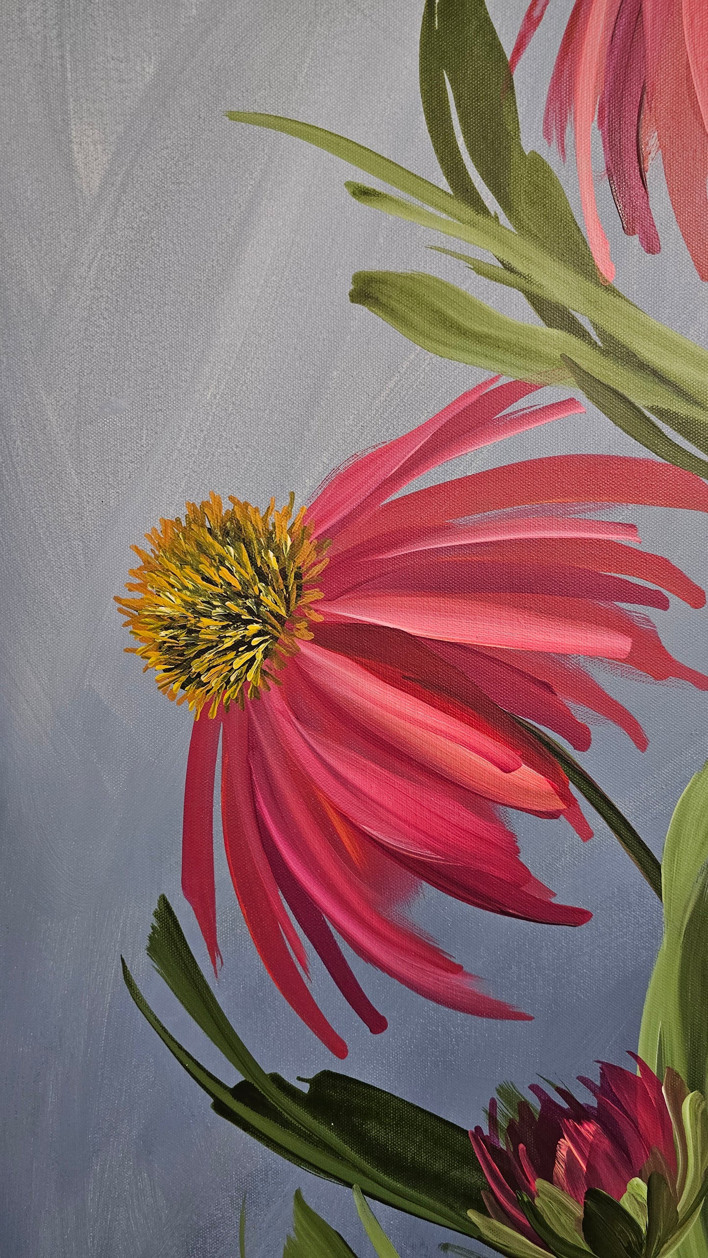 SALE 50% - Grace _ Coneflower Painting by Zoe White _ Acrylic on canvas