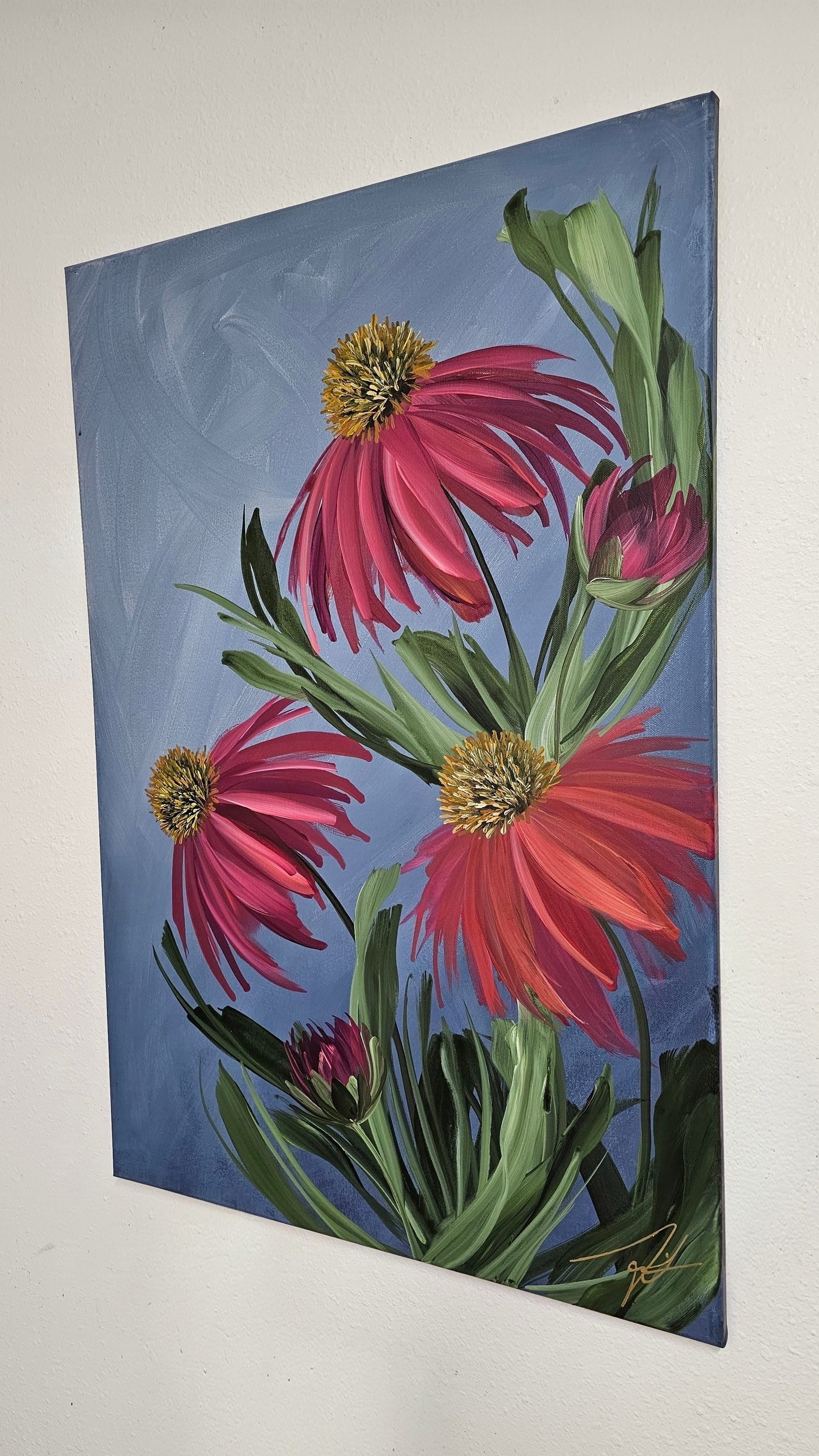 SALE 50% - Grace _ Coneflower Painting by Zoe White _ Acrylic on canvas