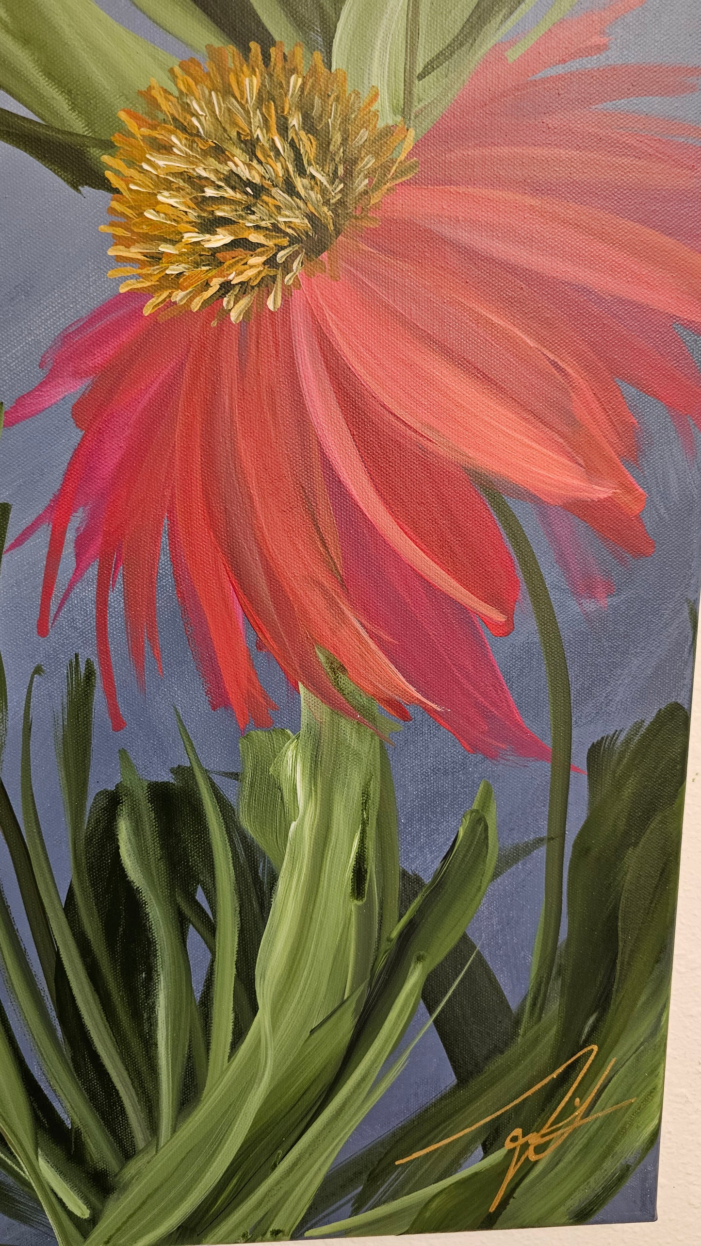 SALE 50% - Grace _ Coneflower Painting by Zoe White _ Acrylic on canvas