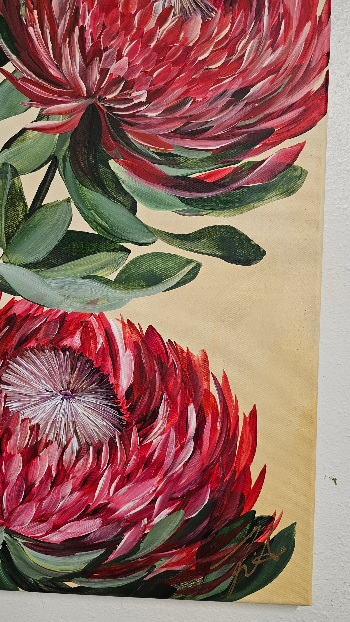 SALE 50% off - "Transformation" #3_ Protea Flower Painting by Zoe White _ Acrylic on canvas