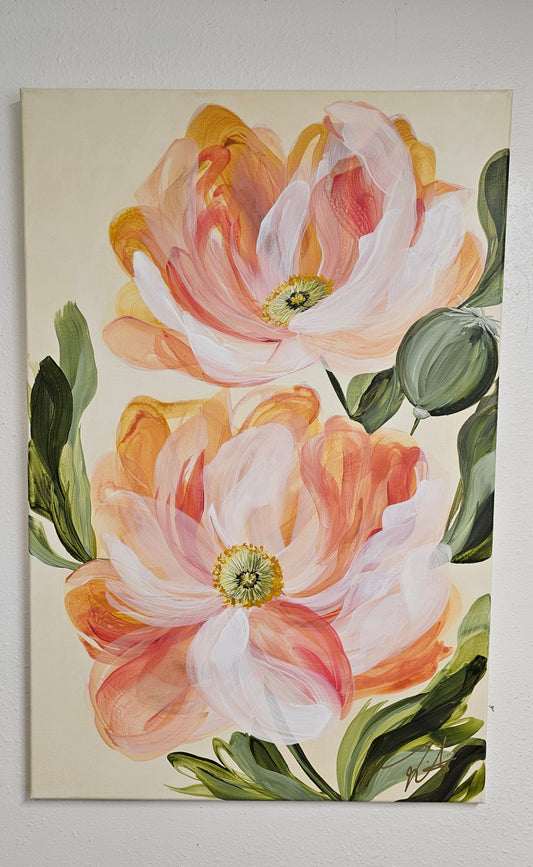 SALE 50% - Purpose #1 _ Poppy Flower Painting by Zoe White _ Acrylic on canvas