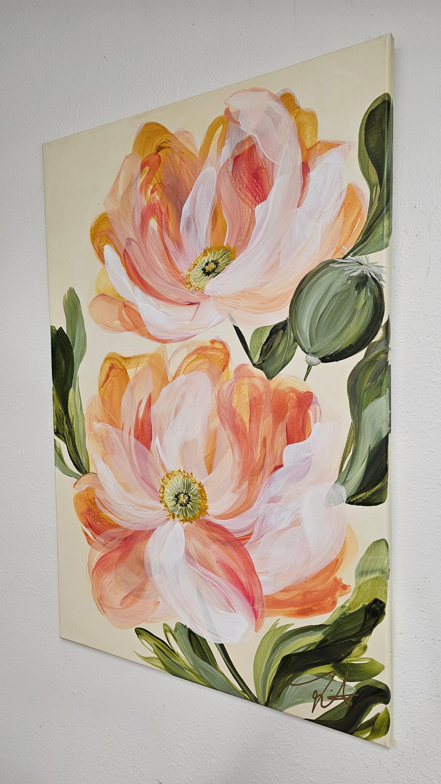 SALE 50% - Purpose #1 _ Poppy Flower Painting by Zoe White _ Acrylic on canvas