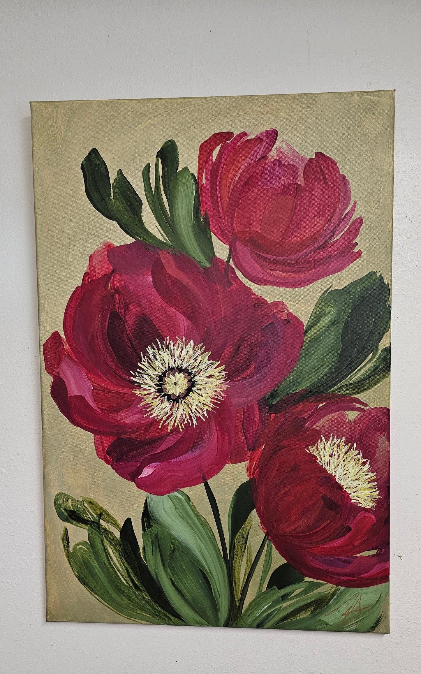 SALE 50% - Lovely _ Poppy Flower Painting by Zoe White _ Acrylic on canvas