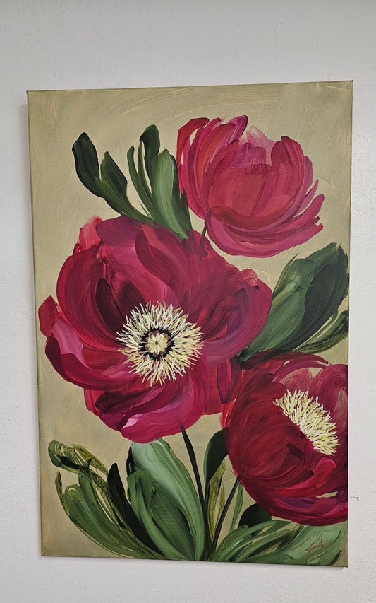 SALE 50% - Lovely _ Poppy Flower Painting by Zoe White _ Acrylic on canvas