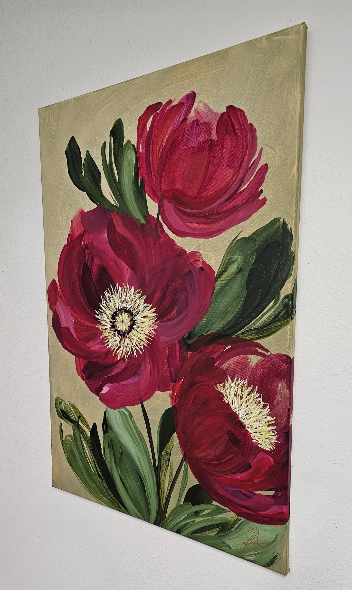 SALE 50% - Lovely _ Poppy Flower Painting by Zoe White _ Acrylic on canvas