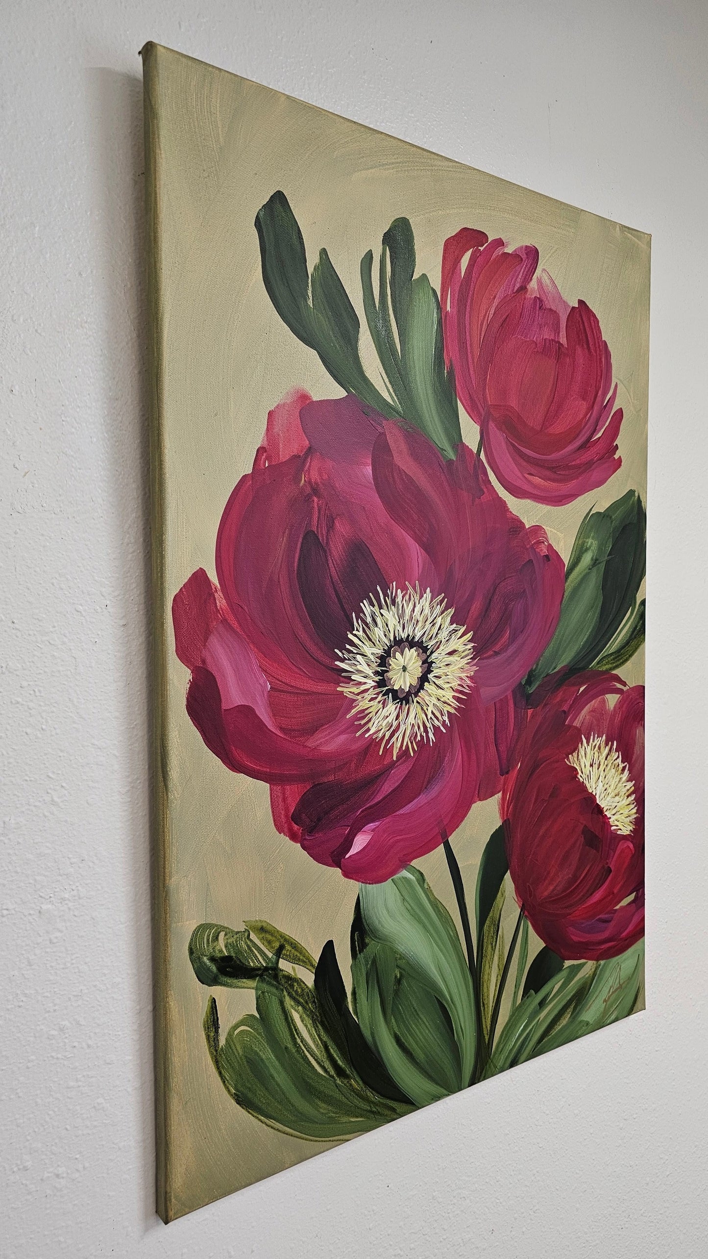 SALE 50% - Lovely _ Poppy Flower Painting by Zoe White _ Acrylic on canvas