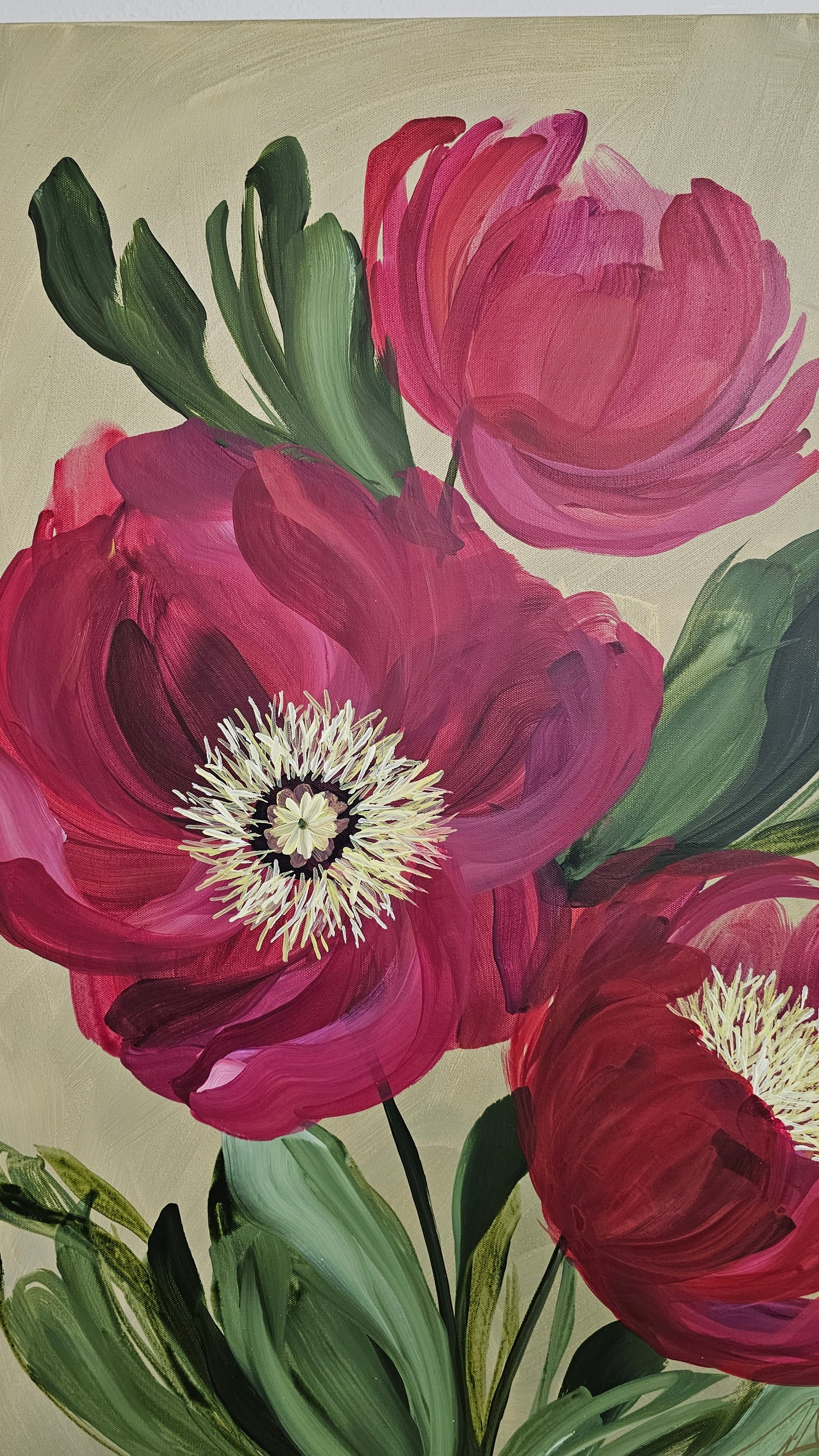 SALE 50% - Lovely _ Poppy Flower Painting by Zoe White _ Acrylic on canvas