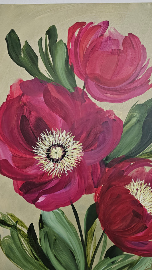 SALE 50% - Lovely _ Poppy Flower Painting by Zoe White _ Acrylic on canvas