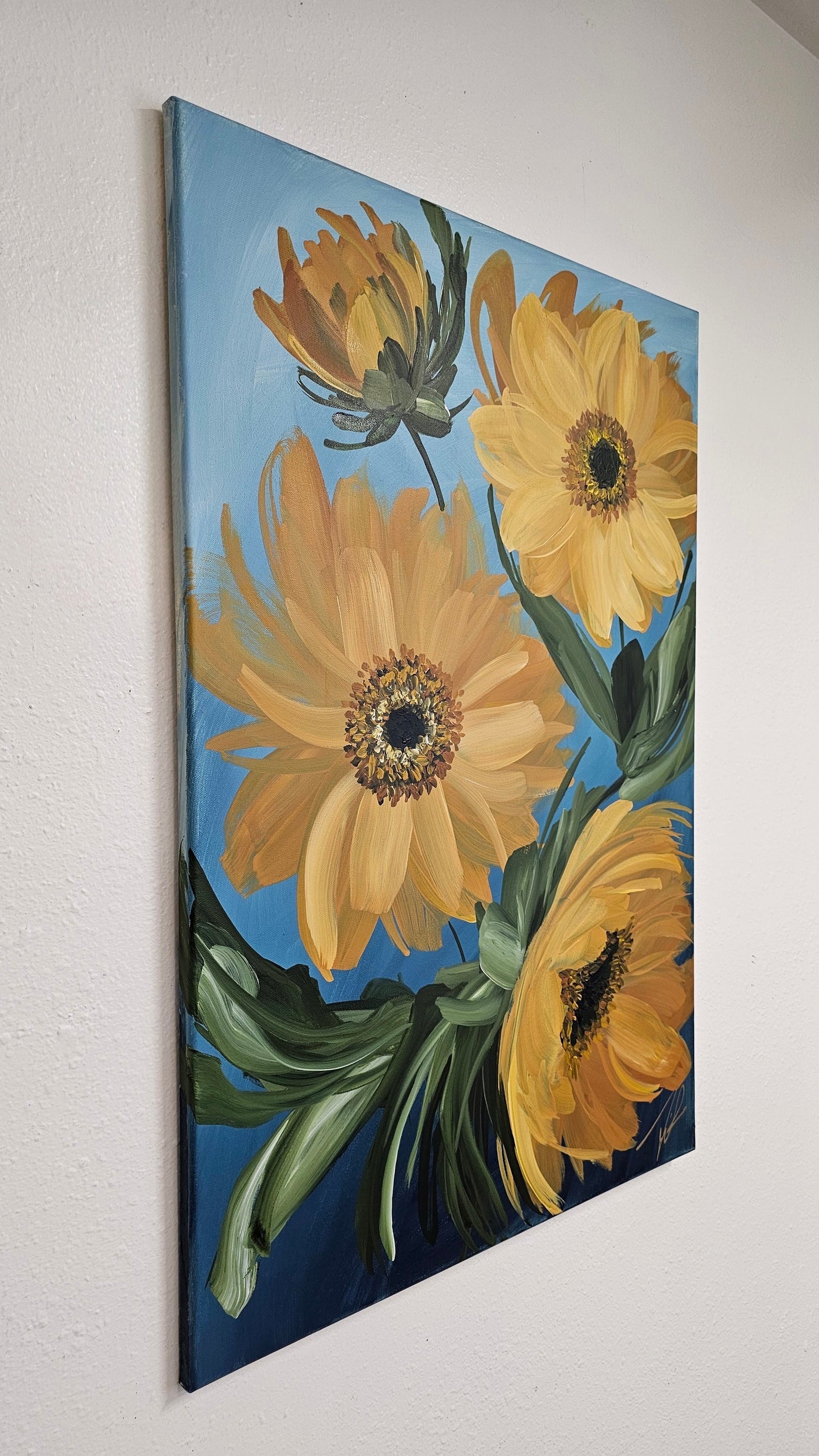 SALE 50% - Shine _ Sunflower Flower Painting by Zoe White _ Acrylic on canvas