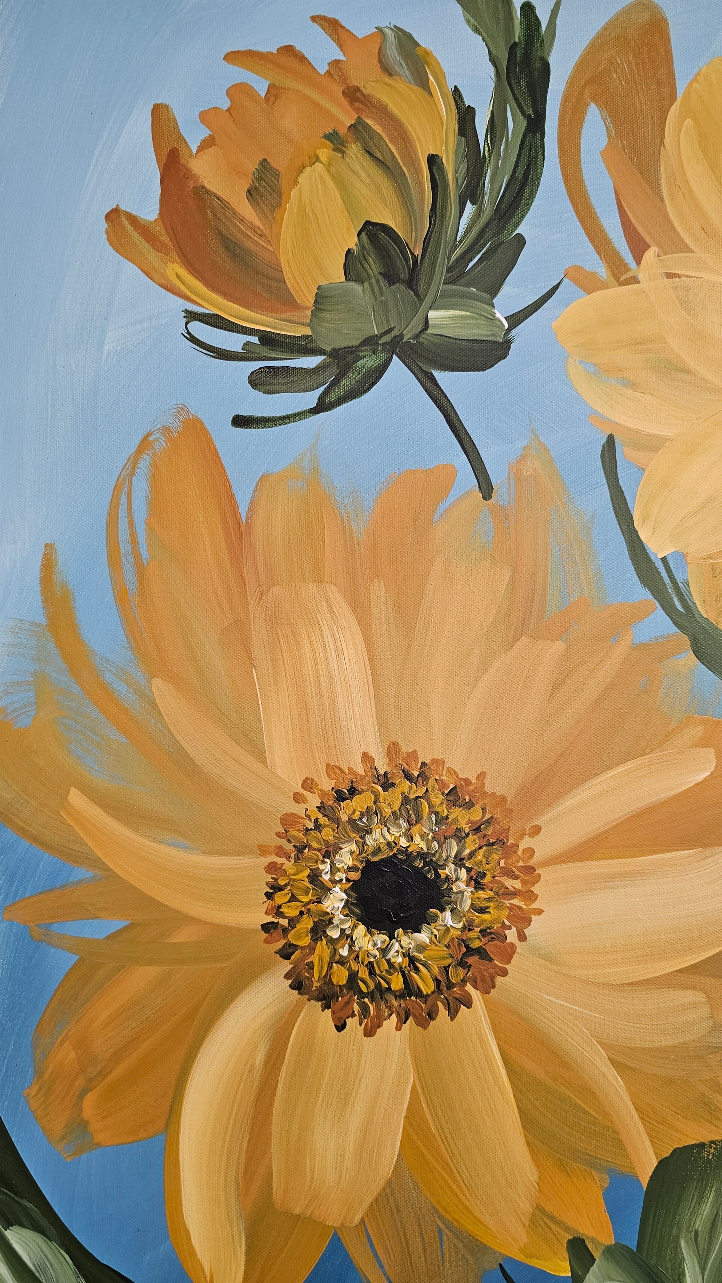 SALE 50% - Shine _ Sunflower Flower Painting by Zoe White _ Acrylic on canvas