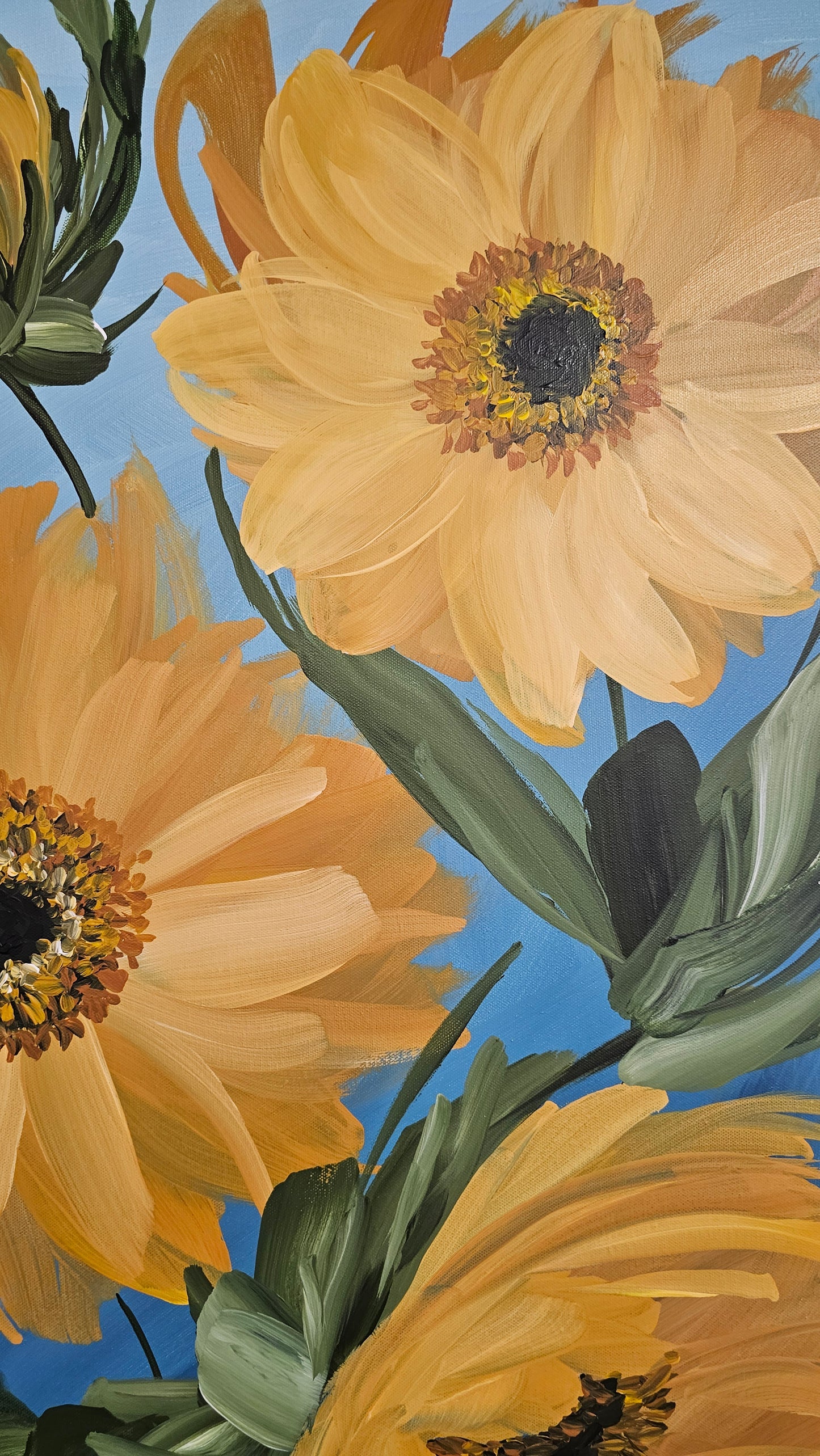 SALE 50% - Shine _ Sunflower Flower Painting by Zoe White _ Acrylic on canvas