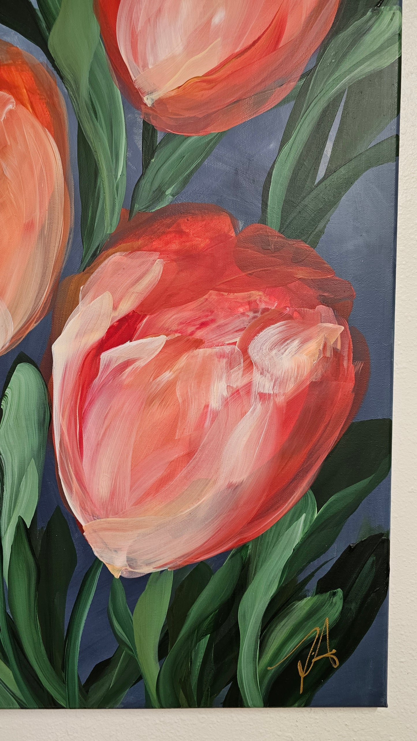 SAL 50% - Embrace _ Tulip Flower Painting by Zoe White _ Acrylic on canvas