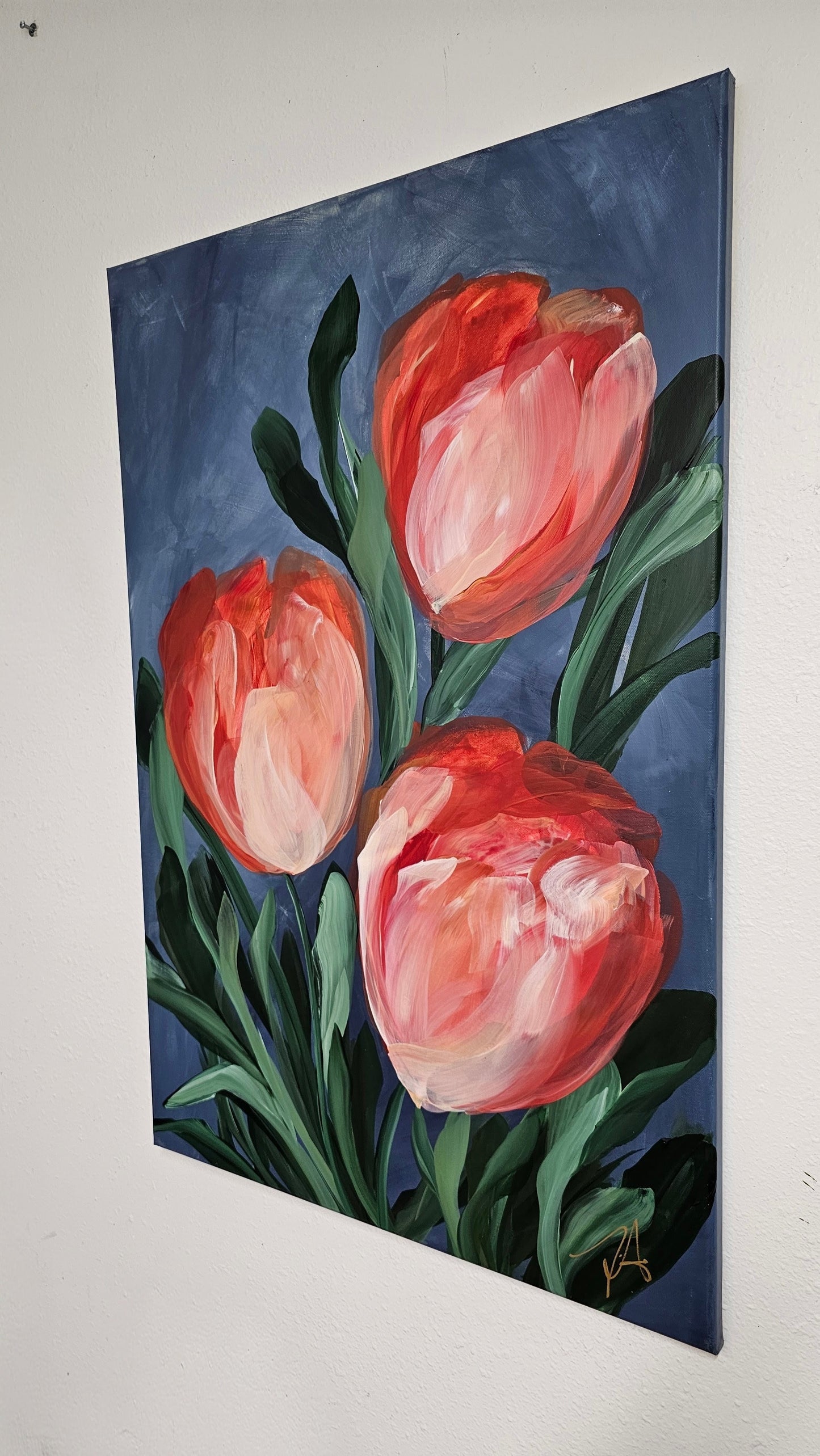 SAL 50% - Embrace _ Tulip Flower Painting by Zoe White _ Acrylic on canvas