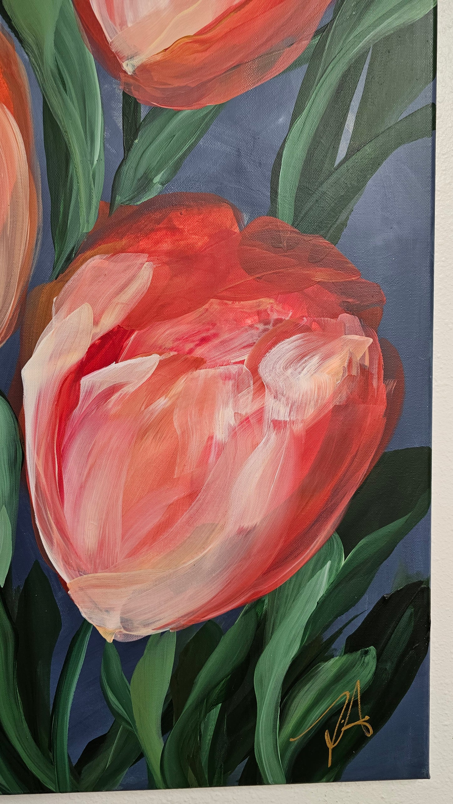 SAL 50% - Embrace _ Tulip Flower Painting by Zoe White _ Acrylic on canvas