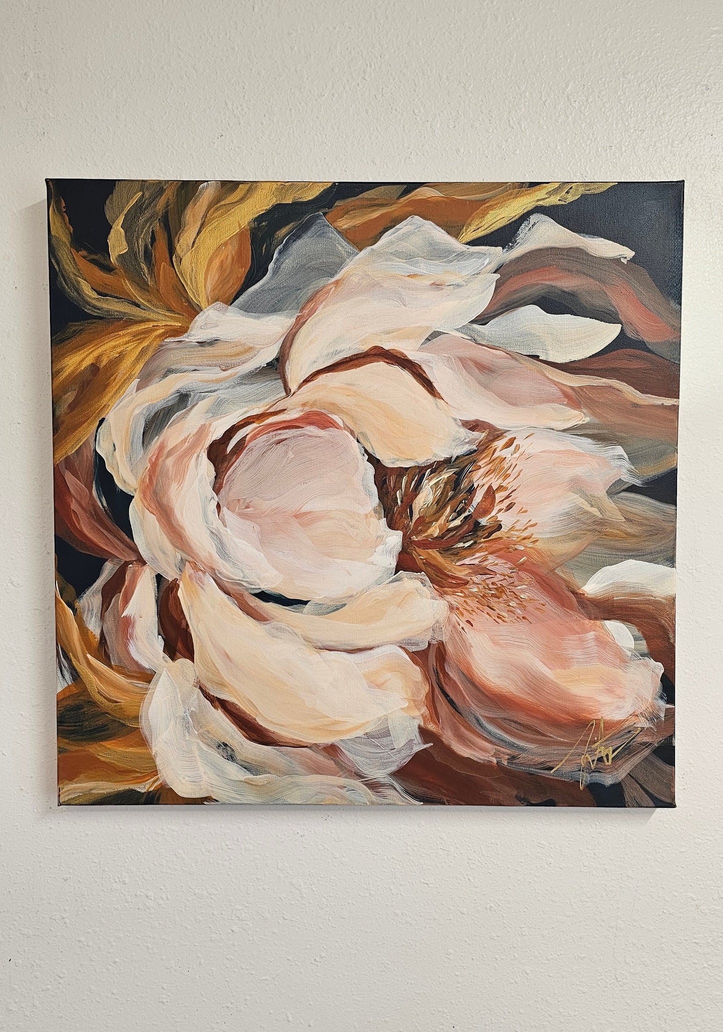 SALE 50% - "Growth" Rose Flower Painting by Zoe White _ Acrylic on canvas