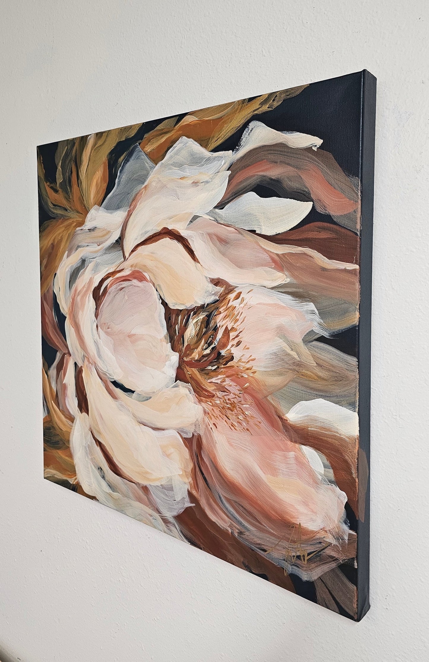 SALE 50% - "Growth" Rose Flower Painting by Zoe White _ Acrylic on canvas