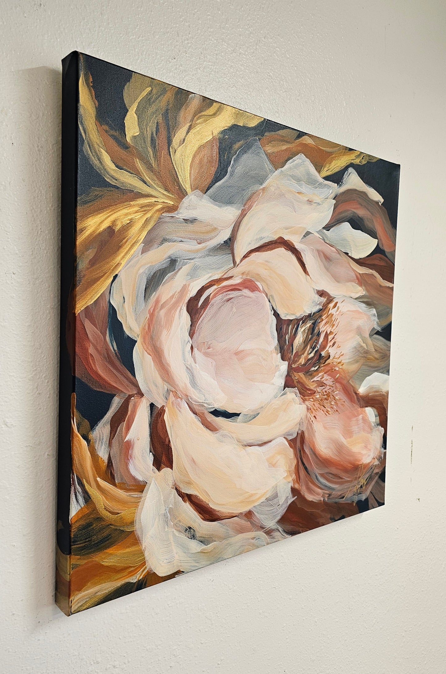 SALE 50% - "Growth" Rose Flower Painting by Zoe White _ Acrylic on canvas