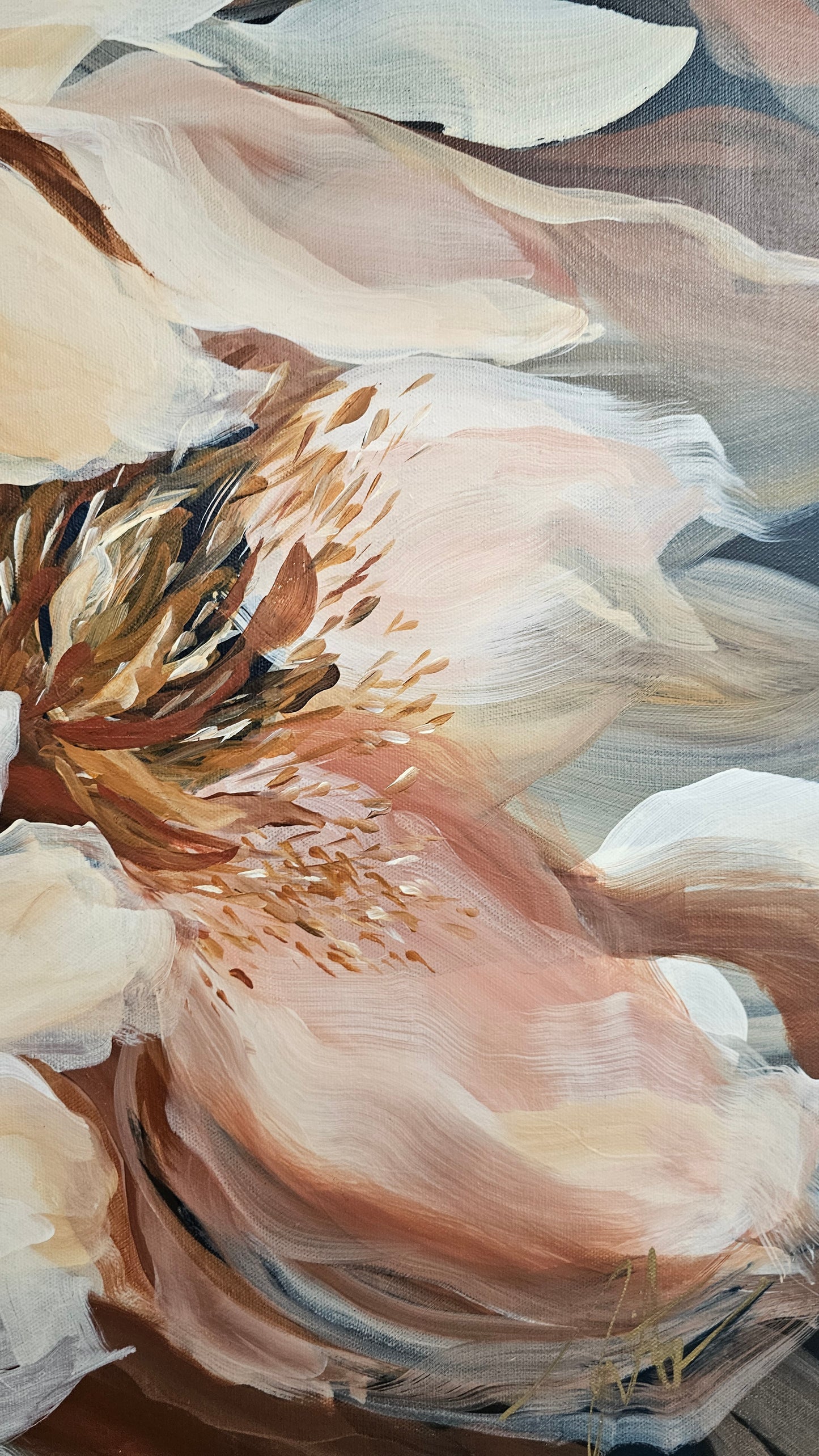 SALE 50% - "Growth" Rose Flower Painting by Zoe White _ Acrylic on canvas