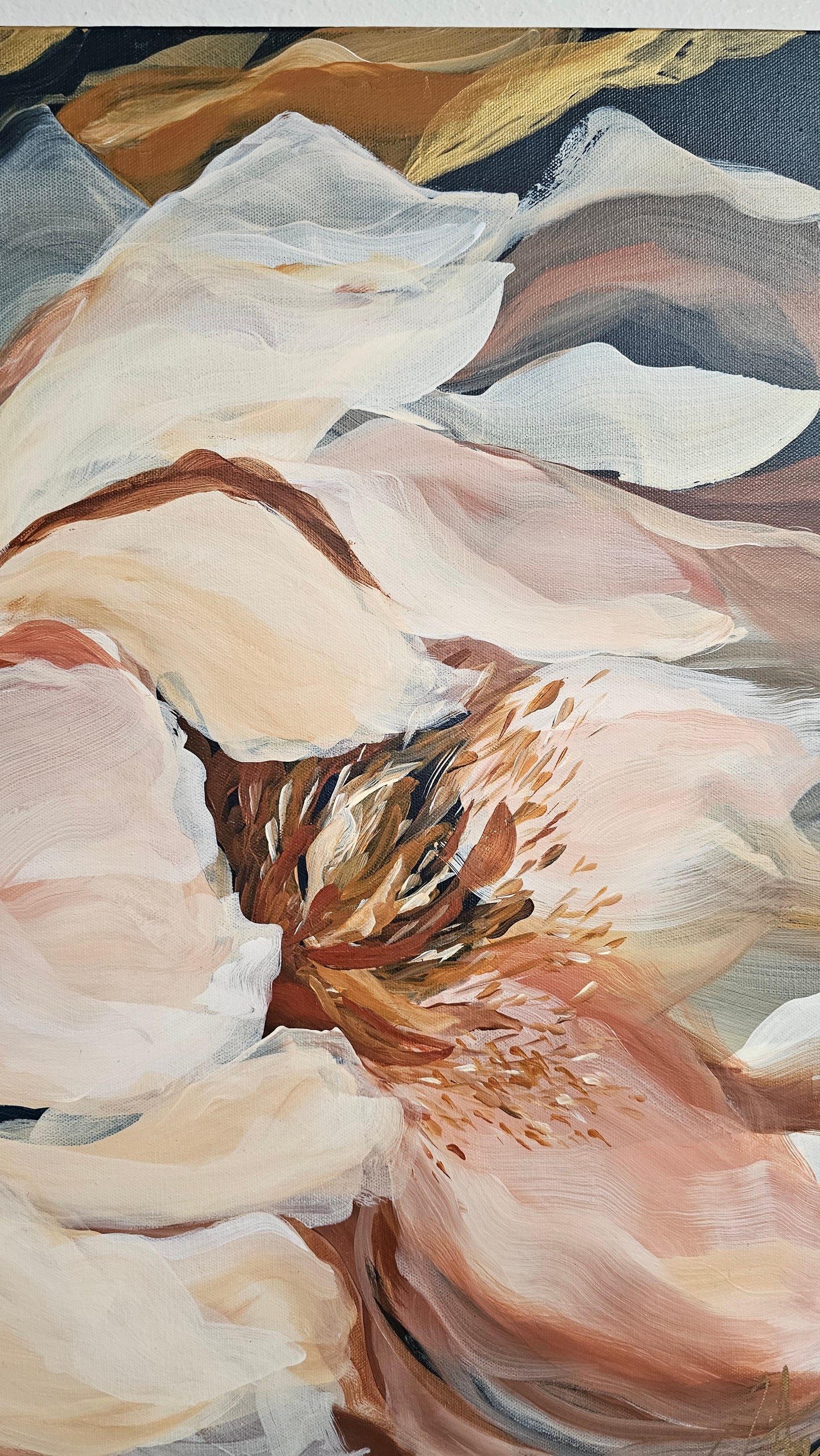 SALE 50% - "Growth" Rose Flower Painting by Zoe White _ Acrylic on canvas