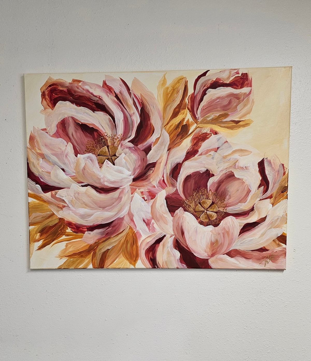 SALE 50% - Believe Painting_ Peony Flower Painting by Zoe White _ Acrylic on canvas