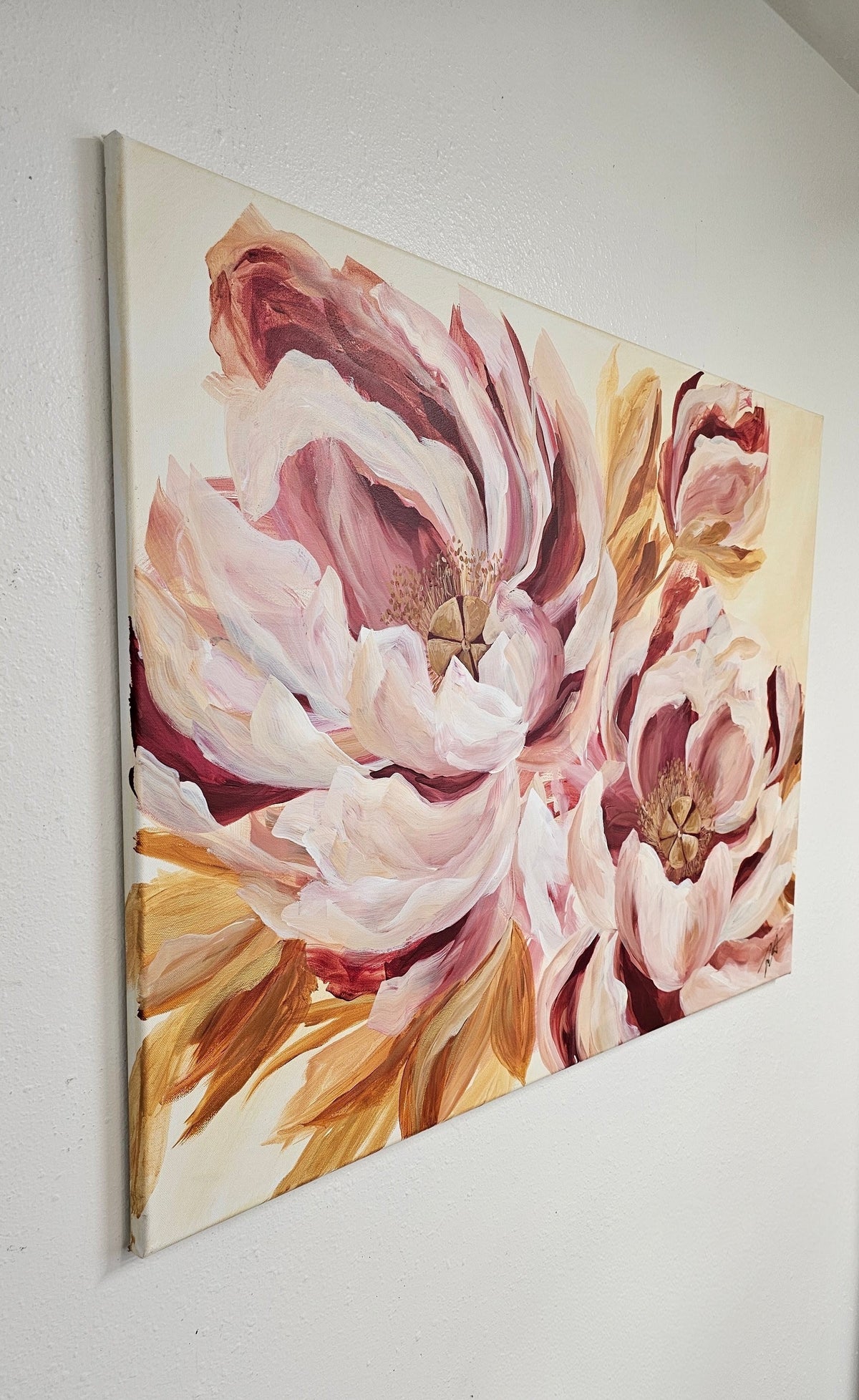 SALE 50% - Believe Painting_ Peony Flower Painting by Zoe White _ Acrylic on canvas