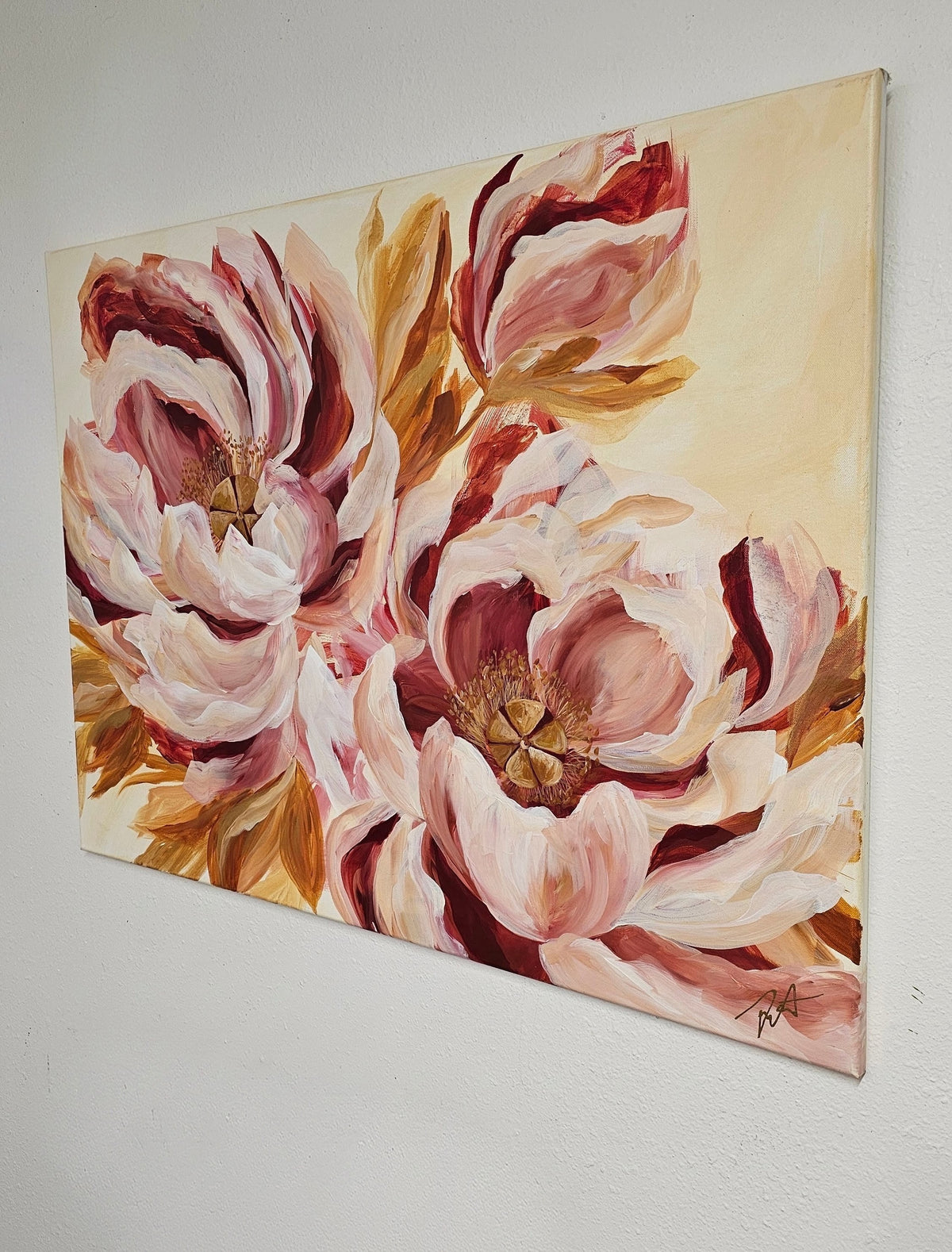 SALE 50% - Believe Painting_ Peony Flower Painting by Zoe White _ Acrylic on canvas