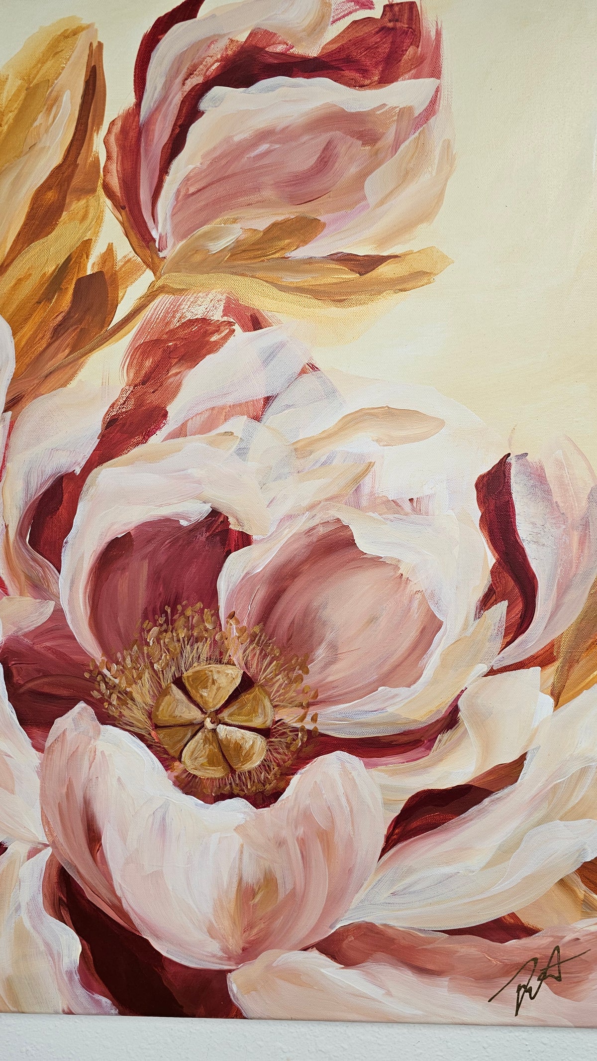SALE 50% - Believe Painting_ Peony Flower Painting by Zoe White _ Acrylic on canvas