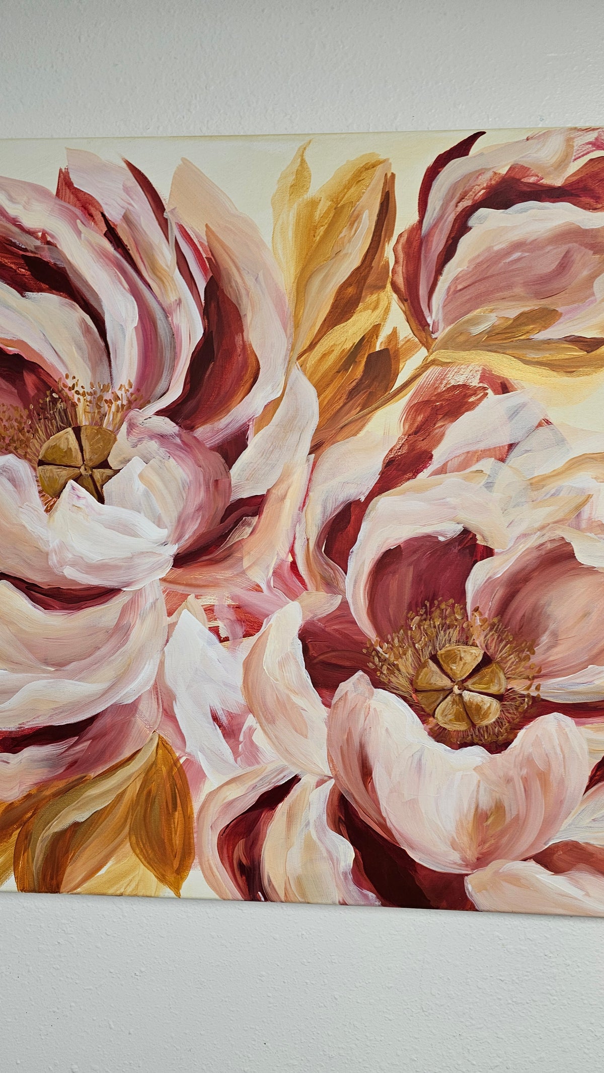 SALE 50% - Believe Painting_ Peony Flower Painting by Zoe White _ Acrylic on canvas
