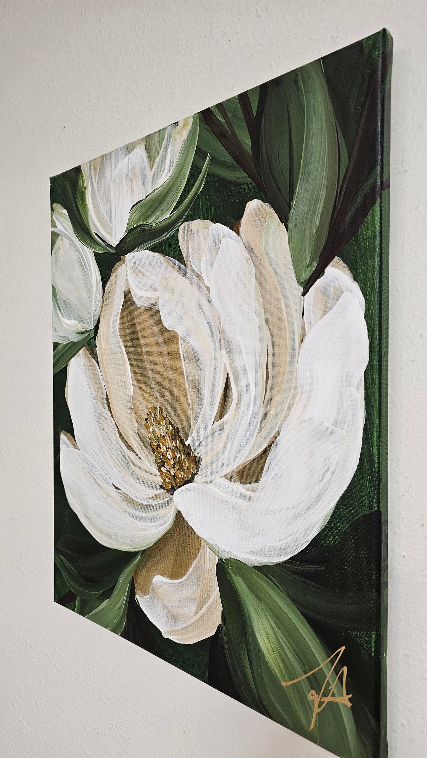 SALE 50% - "Bold" Magnolia Flower Painting by Zoe White _ Acrylic on canvas