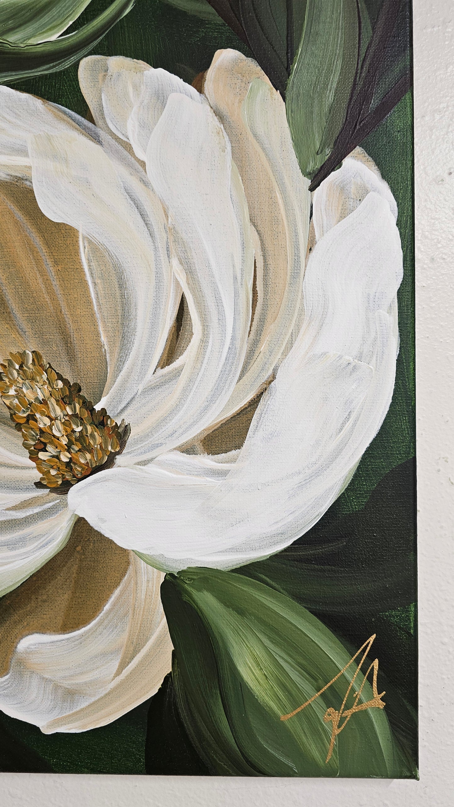SALE 50% - "Bold" Magnolia Flower Painting by Zoe White _ Acrylic on canvas