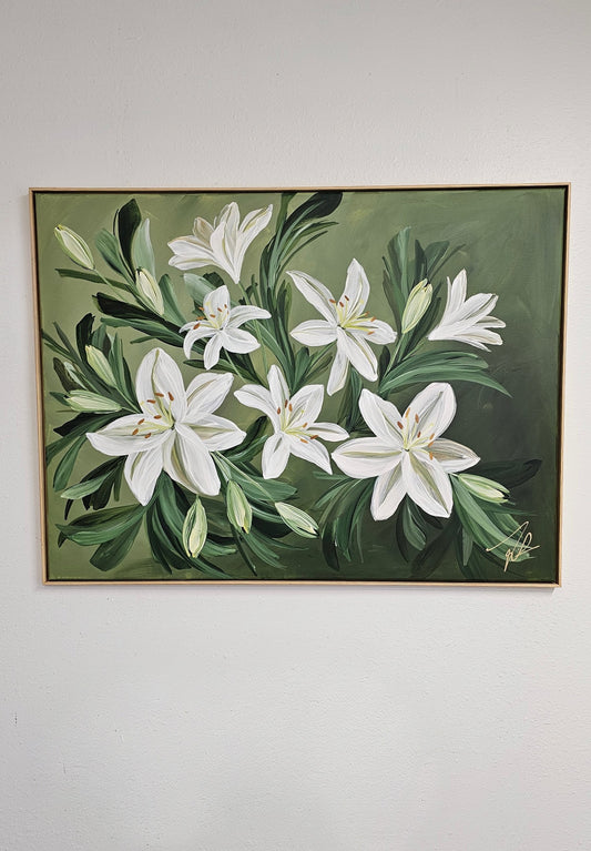 "Journey"  _ Casa Blanca Lily Flower Painting_ Zoe White Art