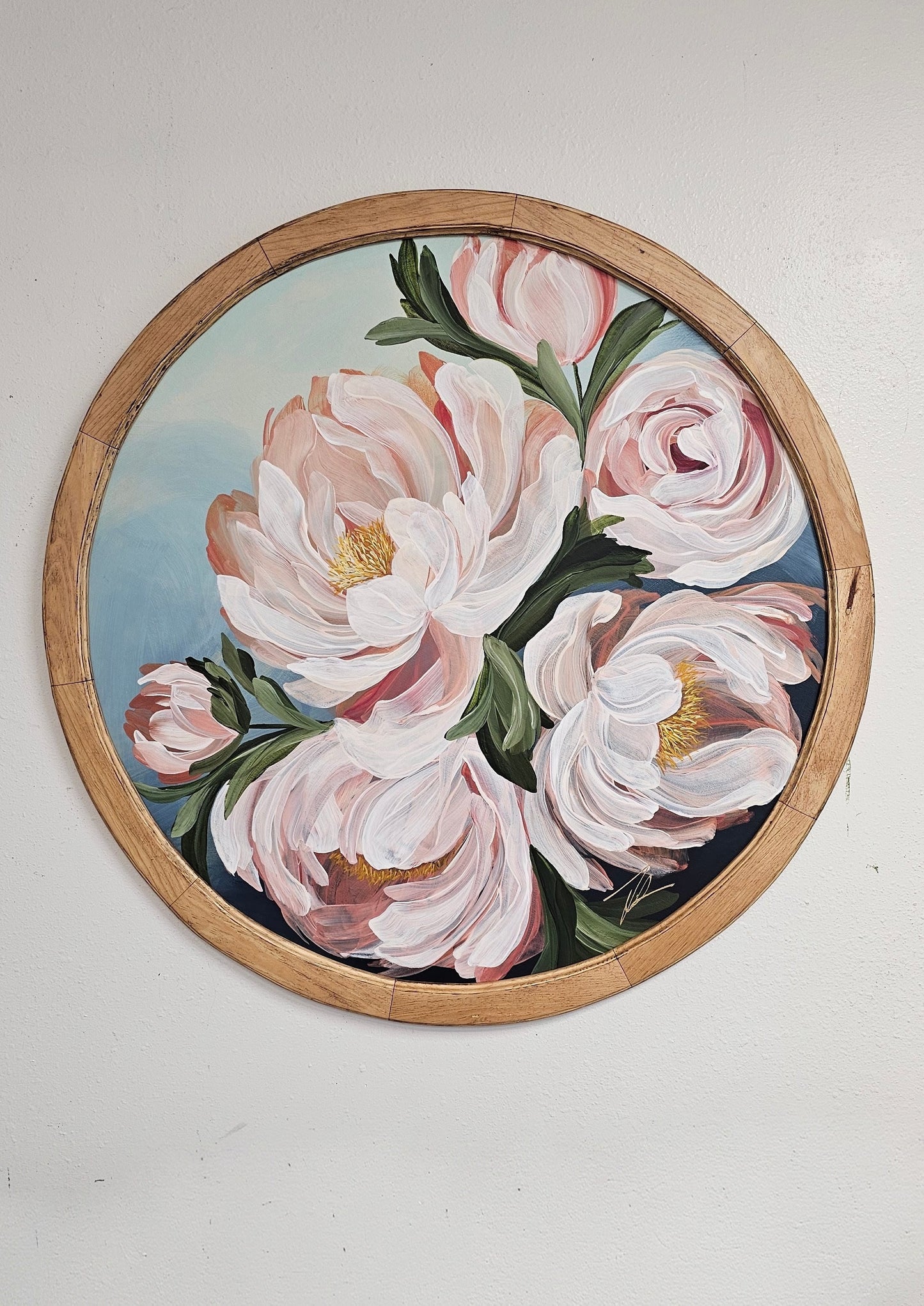 "Fresh Blooms" Peony Flower Painting by Zoe White _ Acrylic on canvas