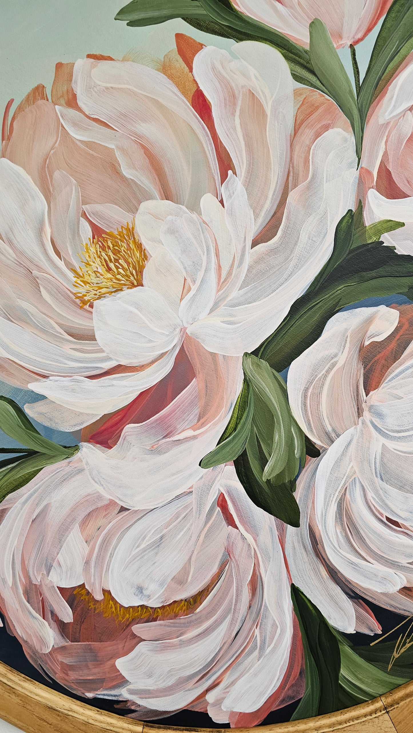 "Fresh Blooms" Peony Flower Painting by Zoe White _ Acrylic on canvas