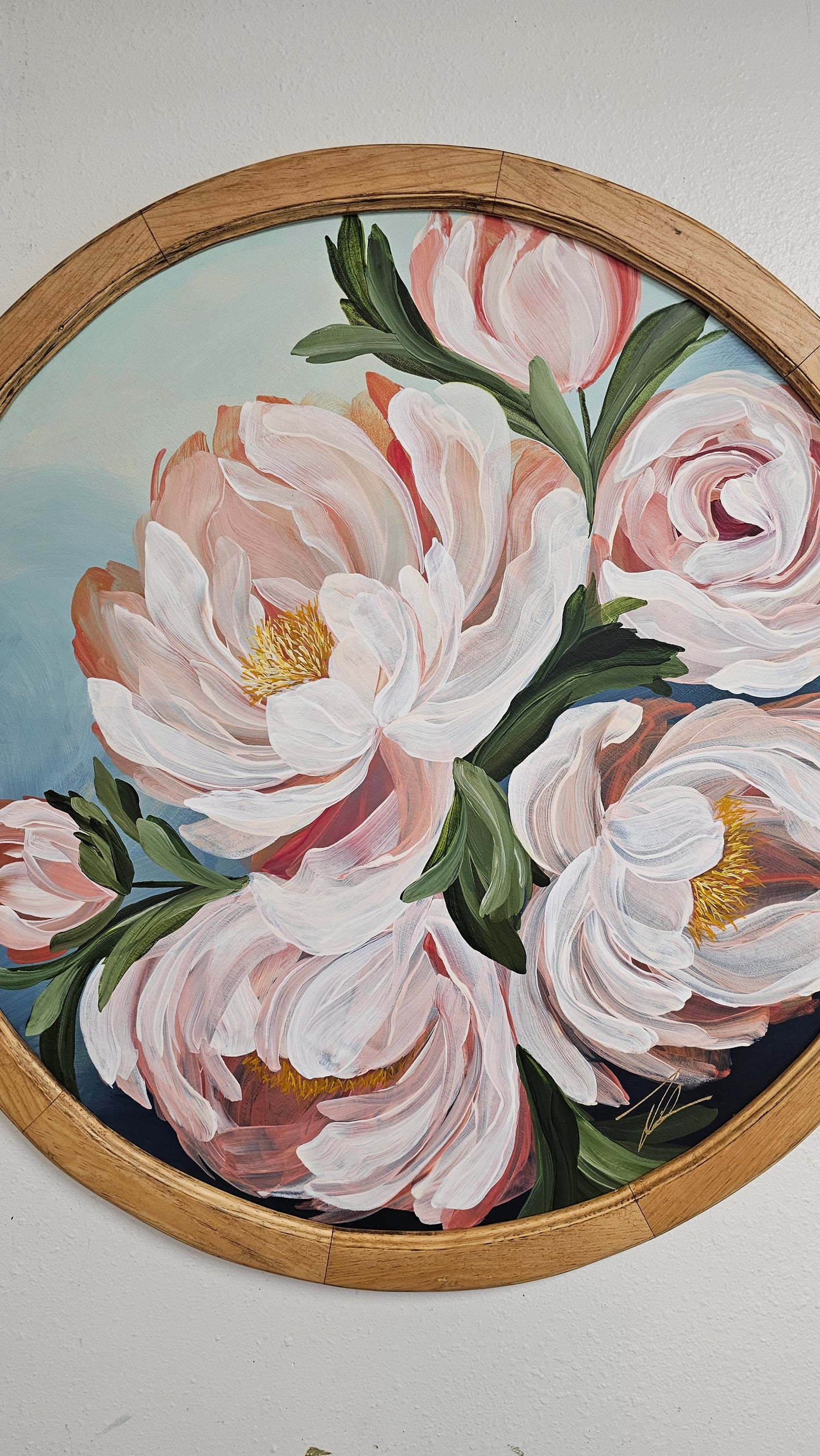 "Fresh Blooms" Peony Flower Painting by Zoe White _ Acrylic on canvas