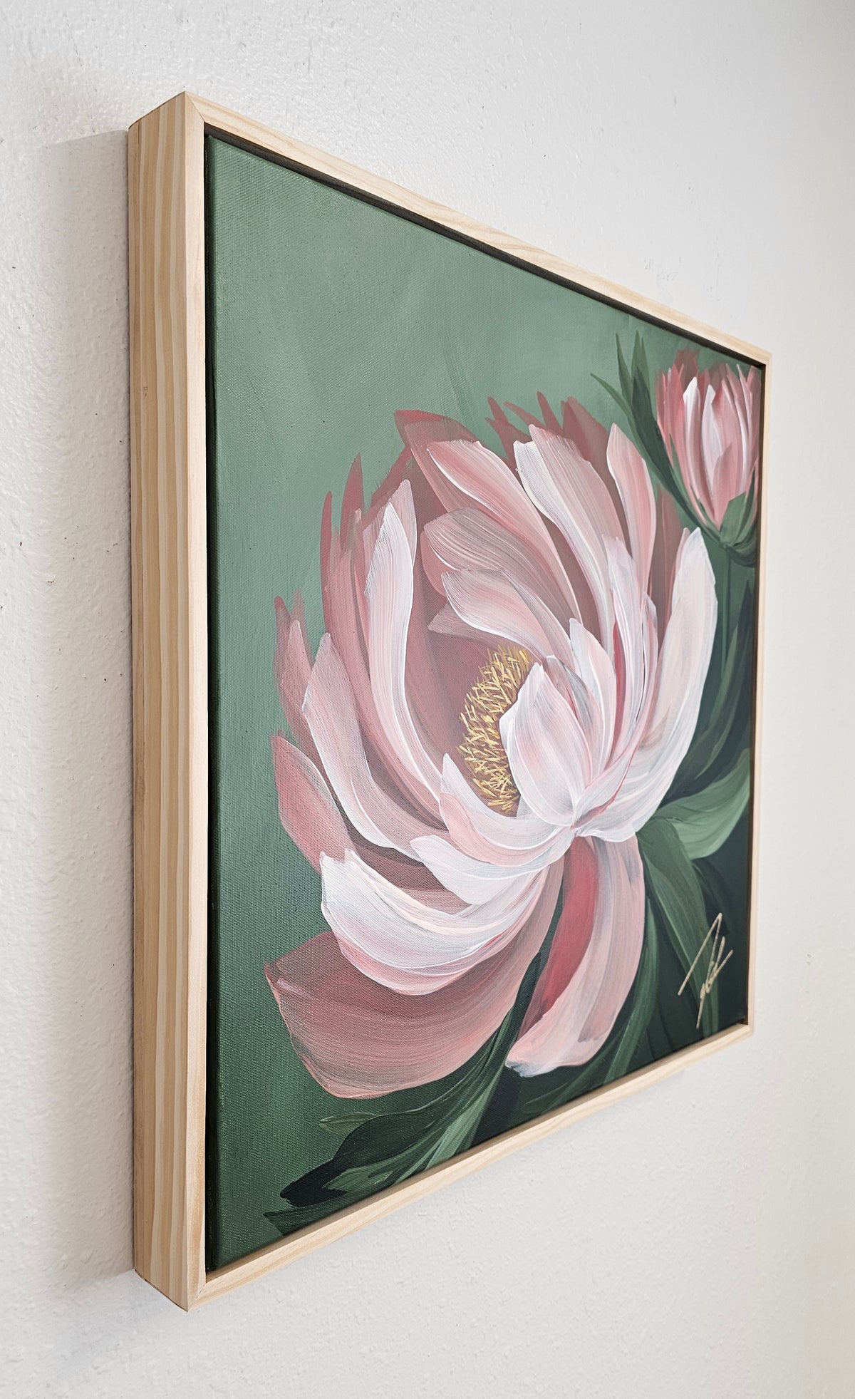 "New Chapter" 3 _ 20x20 Peony Flower Painting by Zoe White _ Acrylic on canvas