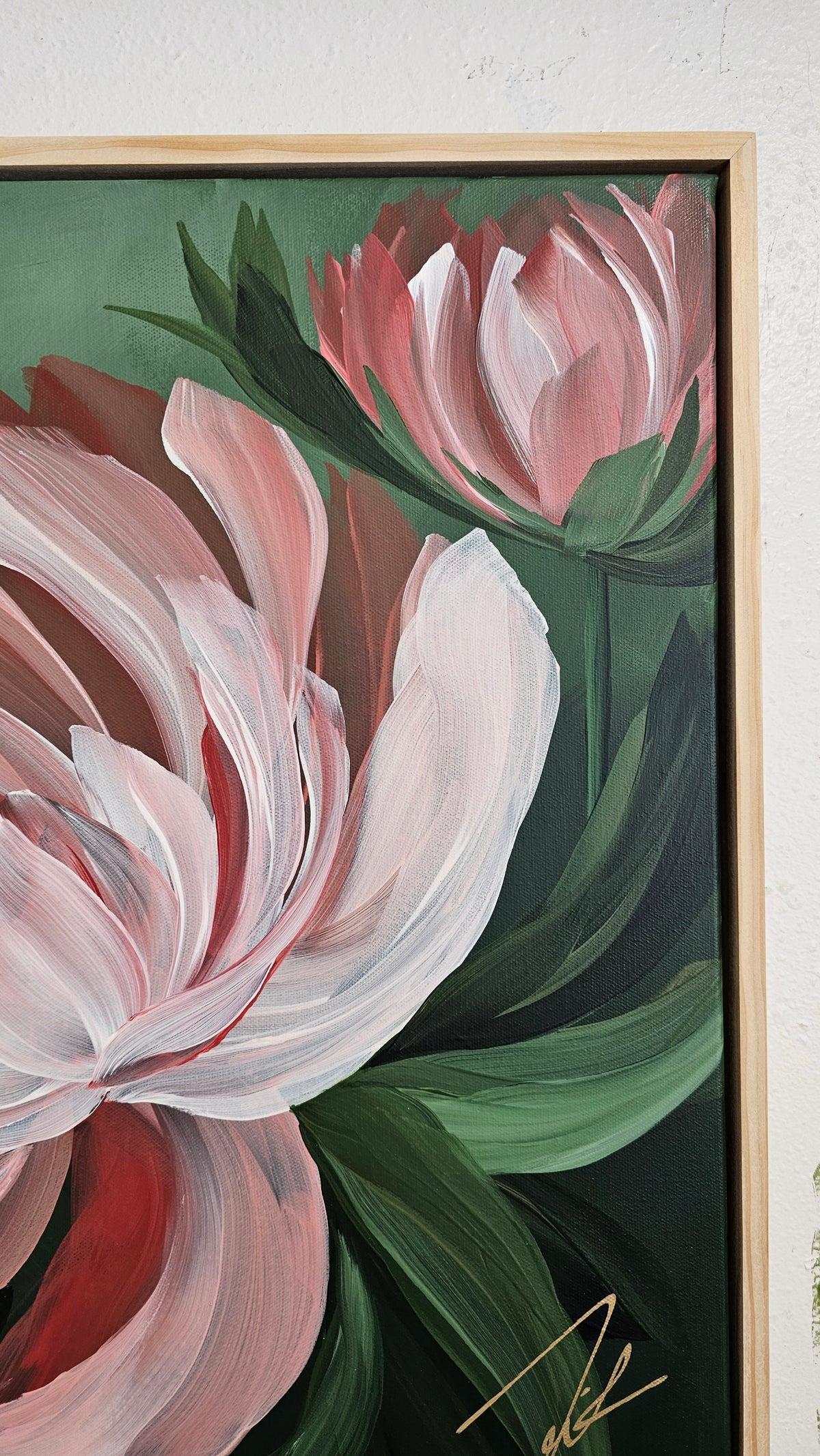 "New Chapter" 3 _ 20x20 Peony Flower Painting by Zoe White _ Acrylic on canvas