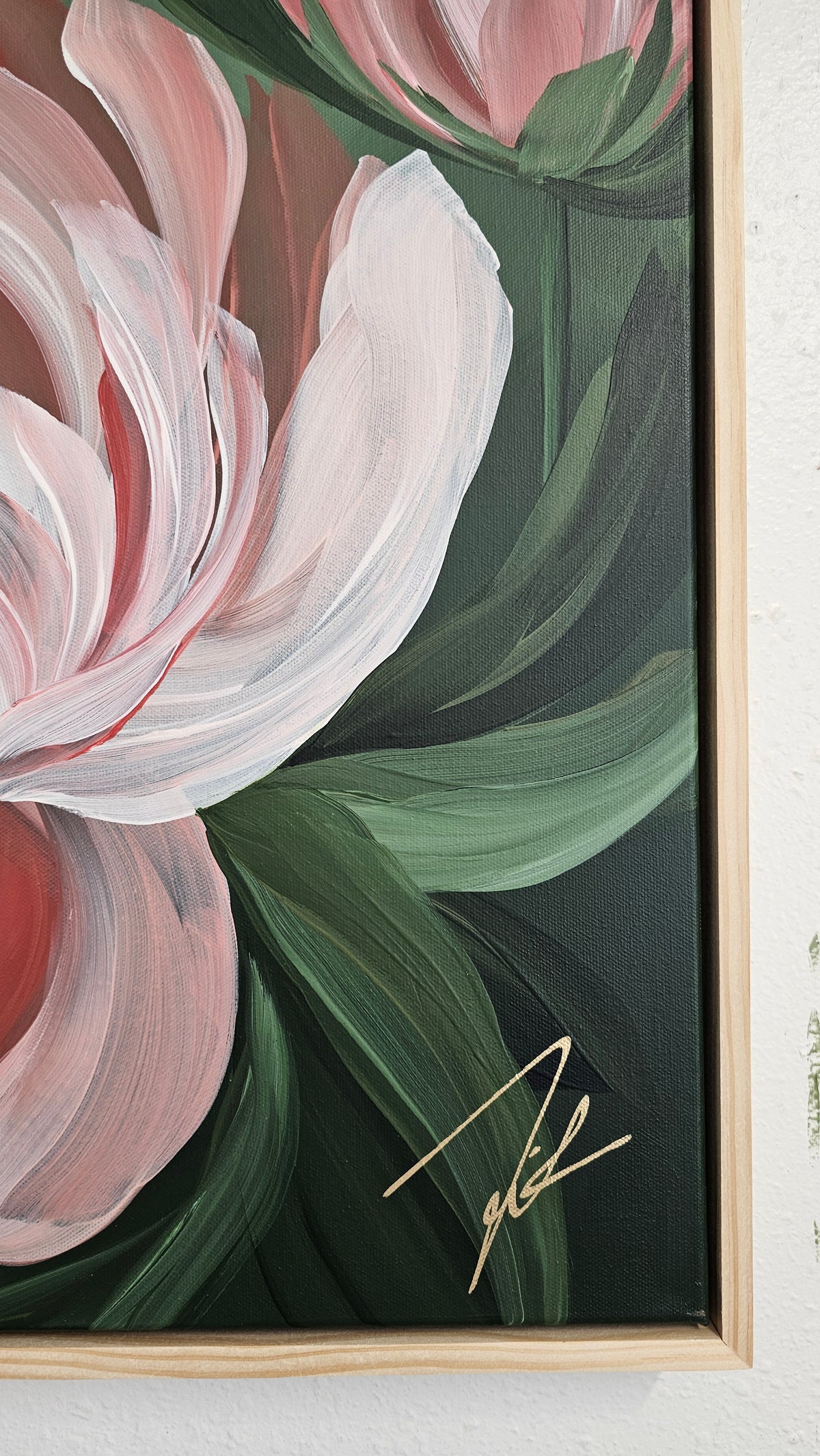 "New Chapter" 3 _ 20x20 Peony Flower Painting by Zoe White _ Acrylic on canvas