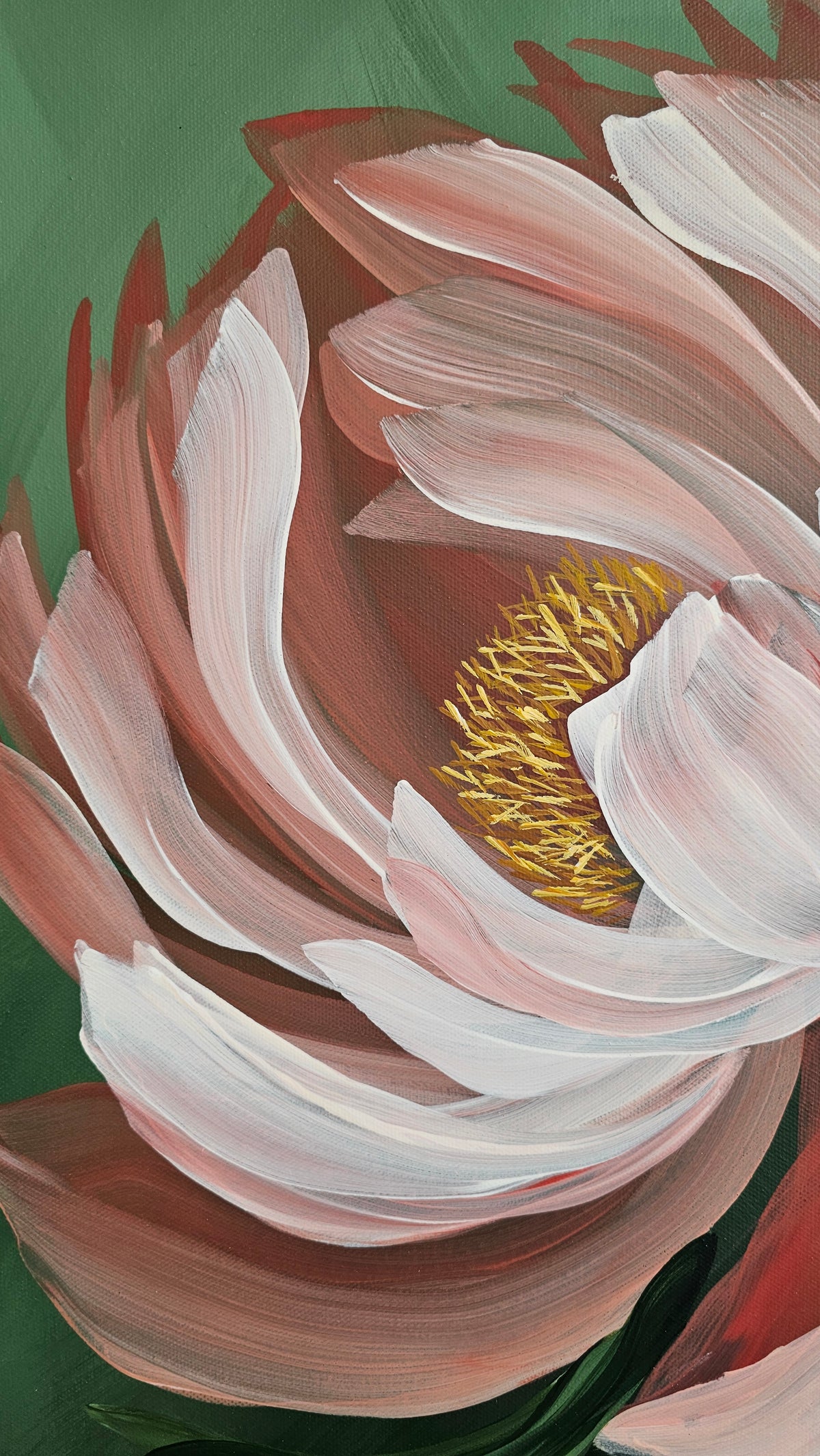 "New Chapter" 3 _ 20x20 Peony Flower Painting by Zoe White _ Acrylic on canvas