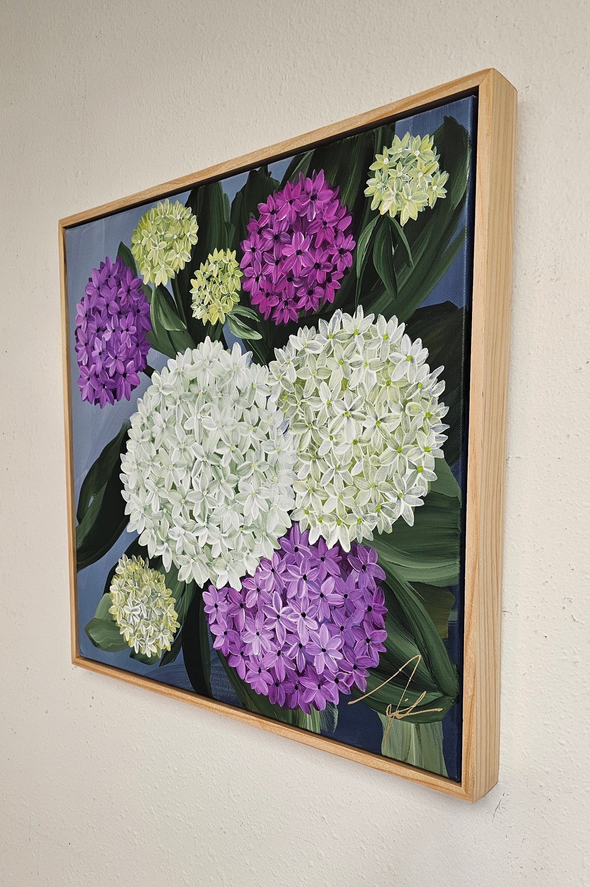 "Heritage" 5 _ 20x20 Hydrangeas Flower Painting by Zoe White _ Acrylic on canvas