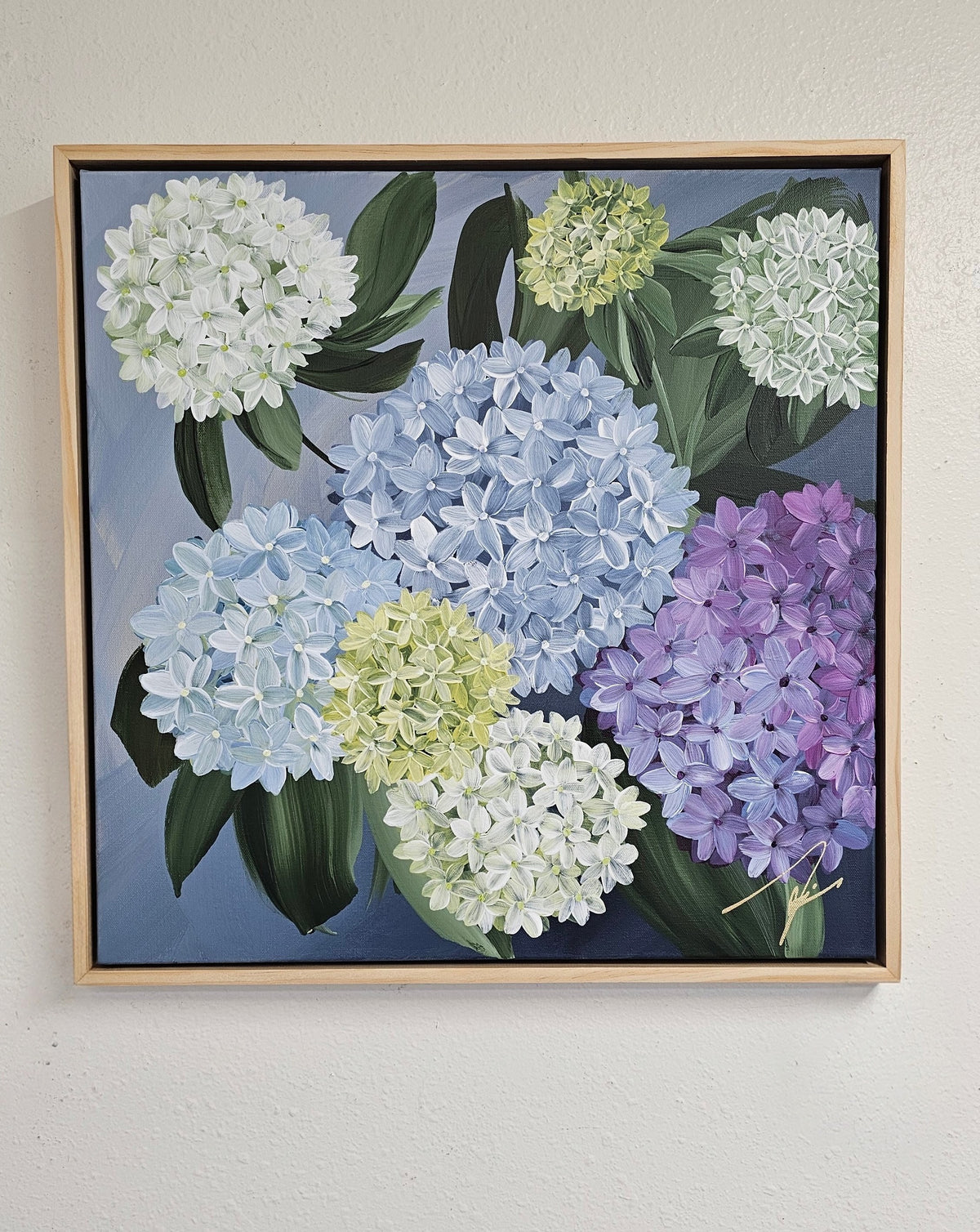 "Heritage" 6_ 20x20 Hydrangeas Flower Painting by Zoe White _ Acrylic on canvas