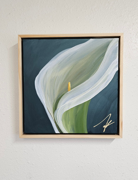 "Elegant" #4_ 12x12 Calla Lily Flower Painting by Zoe White _ Acrylic on canvas