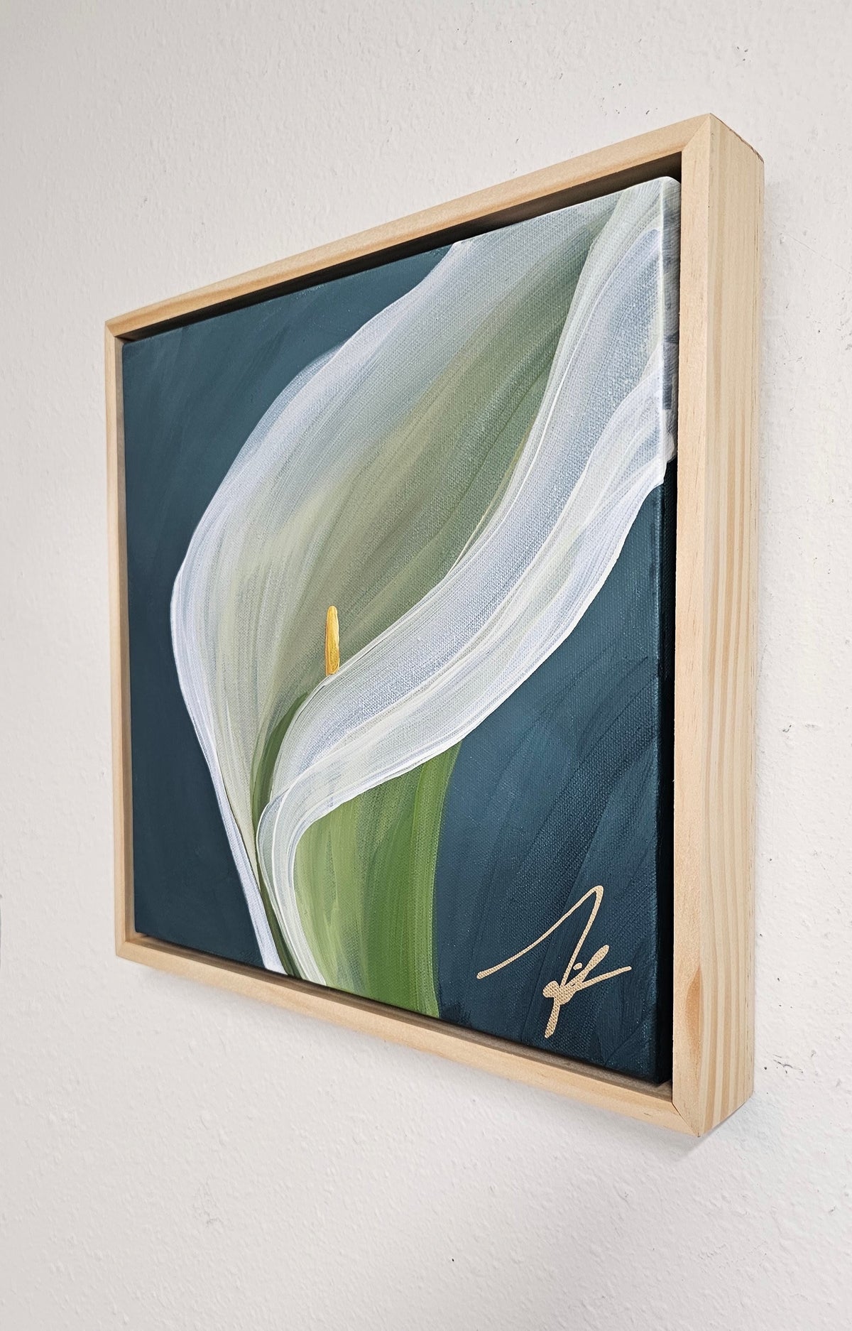 "Elegant" #4_ 12x12 Calla Lily Flower Painting by Zoe White _ Acrylic on canvas