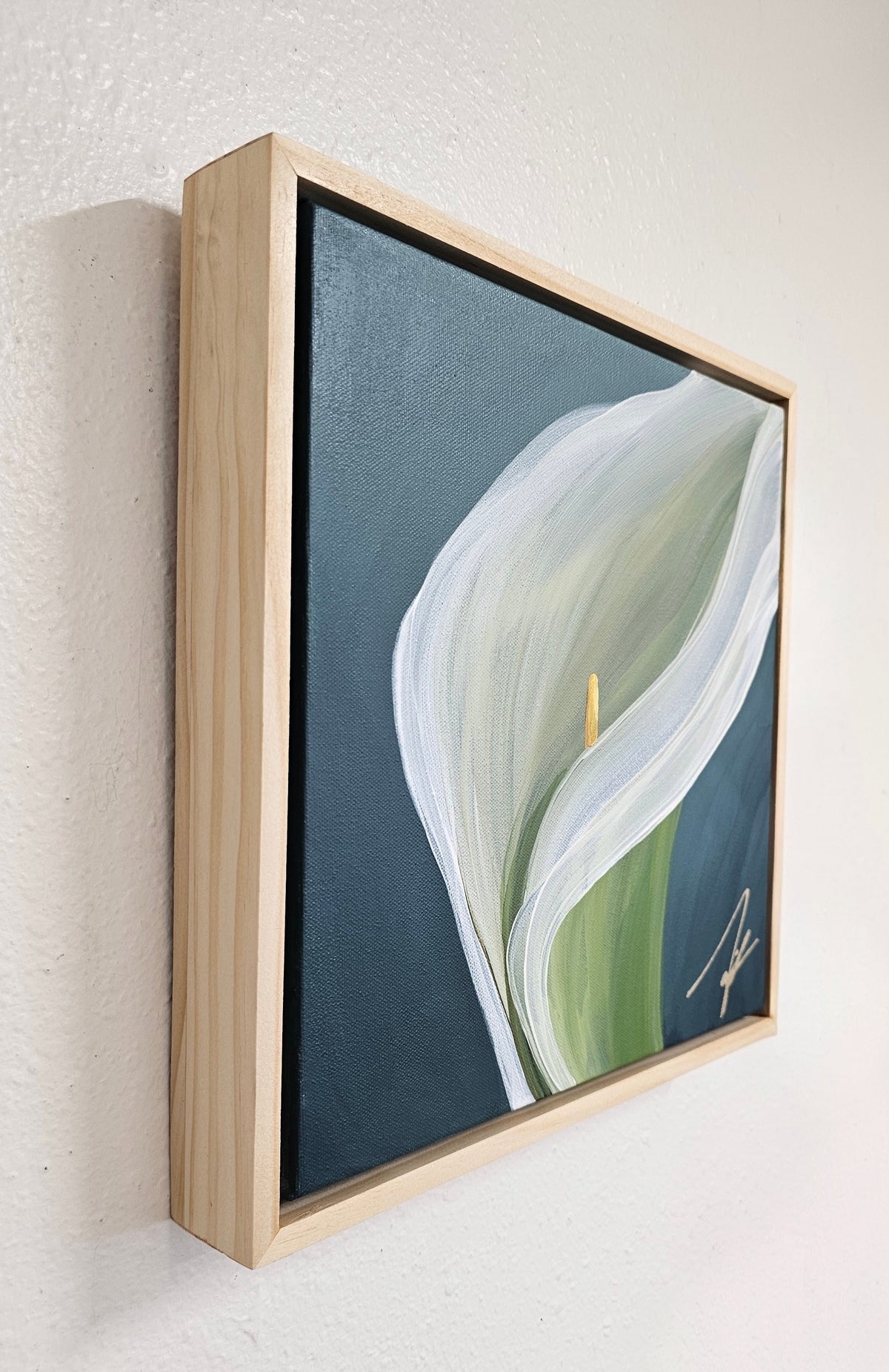 "Elegant" #4_ 12x12 Calla Lily Flower Painting by Zoe White _ Acrylic on canvas