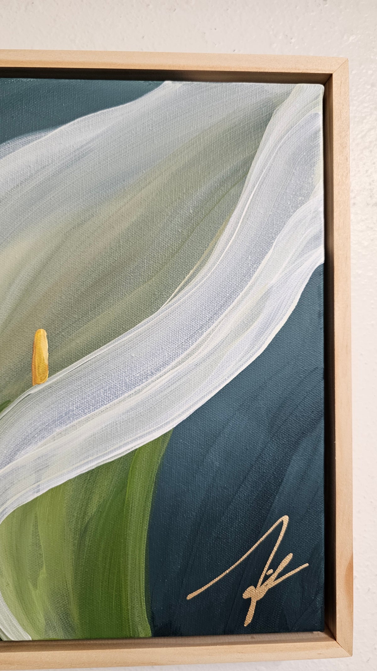 "Elegant" #4_ 12x12 Calla Lily Flower Painting by Zoe White _ Acrylic on canvas