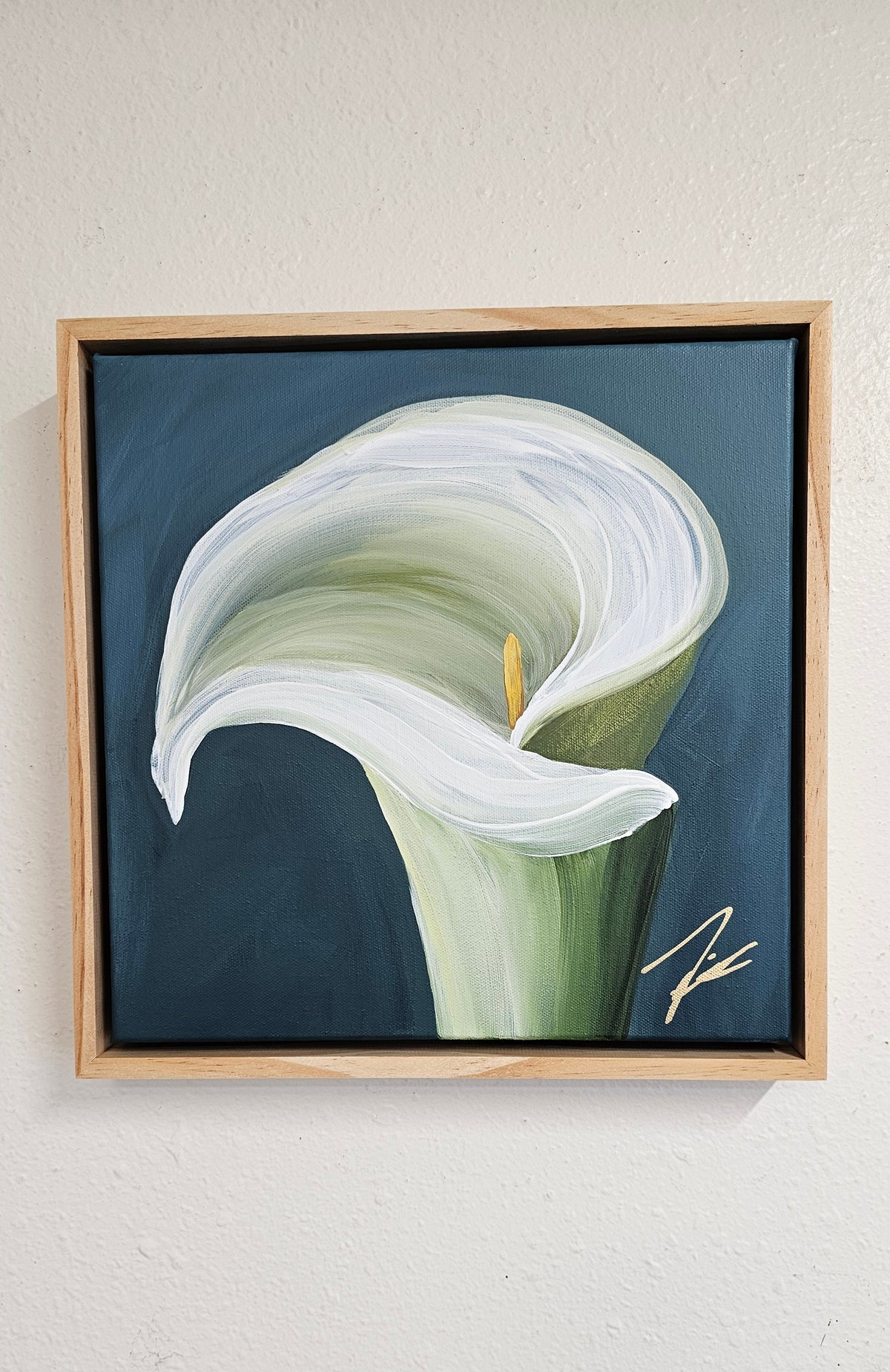 "Elegant" #3_ 12x12 Calla Lily Flower Painting by Zoe White _ Acrylic on canvas