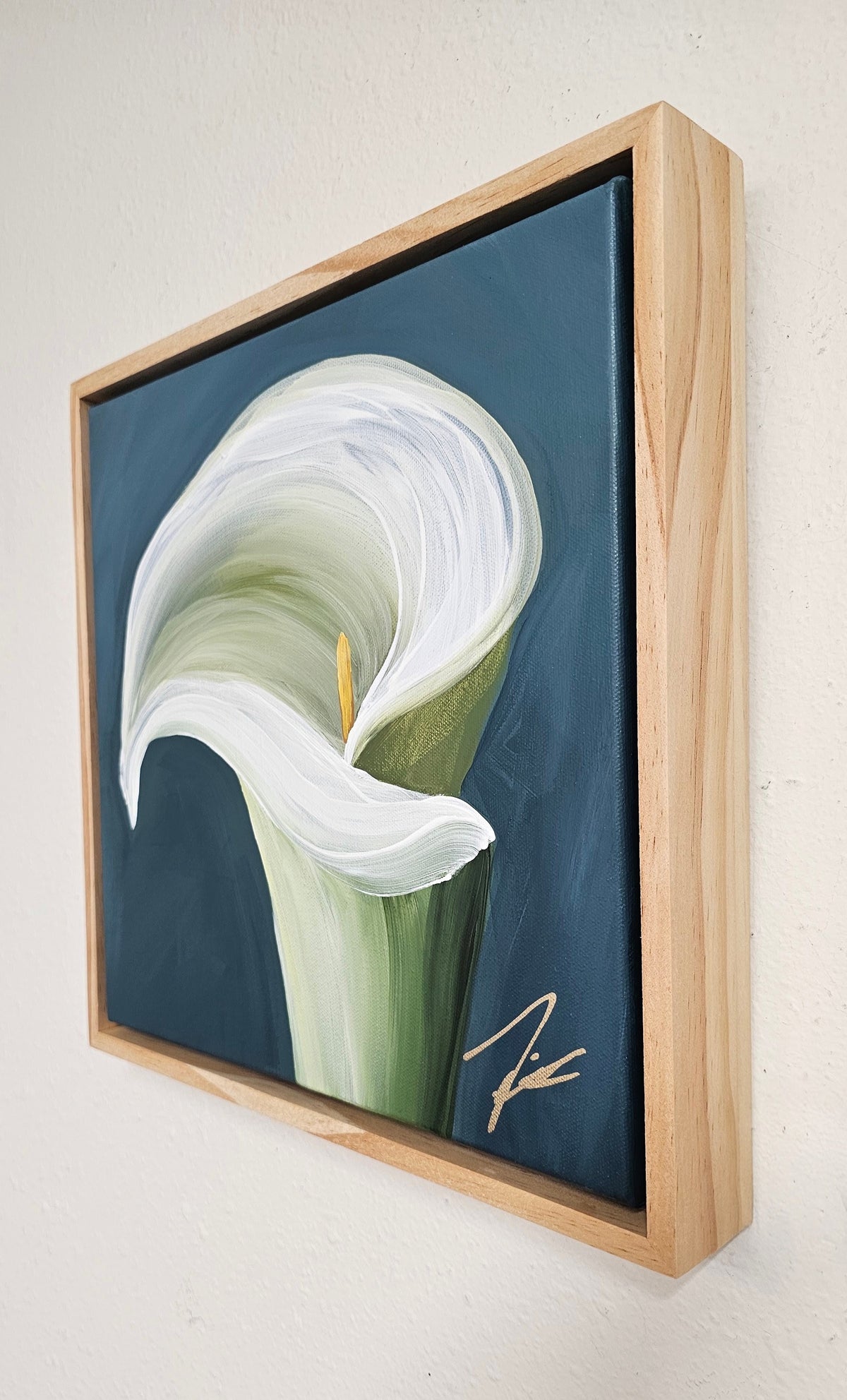 "Elegant" #3_ 12x12 Calla Lily Flower Painting by Zoe White _ Acrylic on canvas